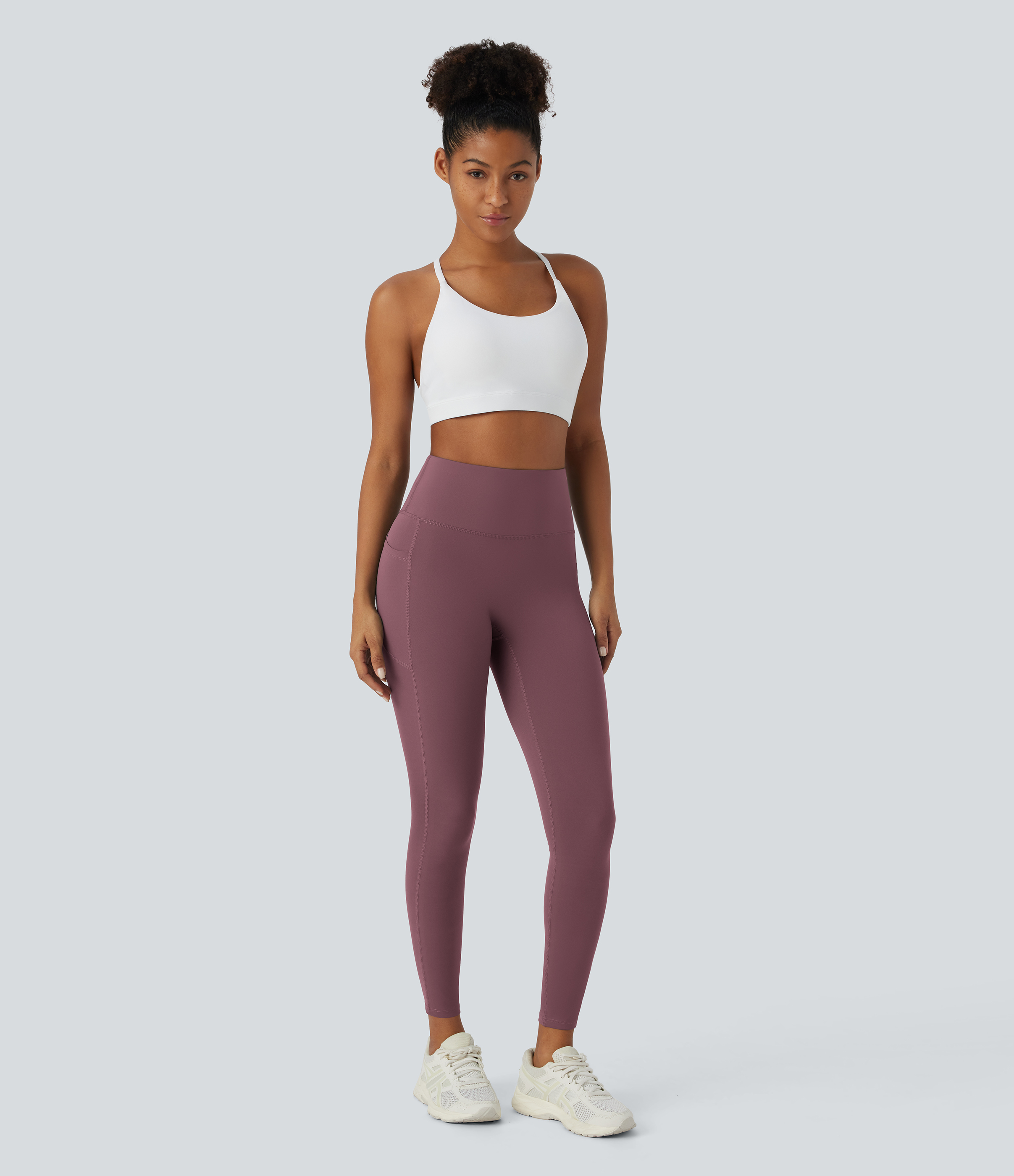 Halara PatitoffВ® 2.0 Pet Hair Resistant High Waisted Side Pocket Yoga Leggings  - Wild Ginger - M(7/8) gym leggings leggings with pockets 