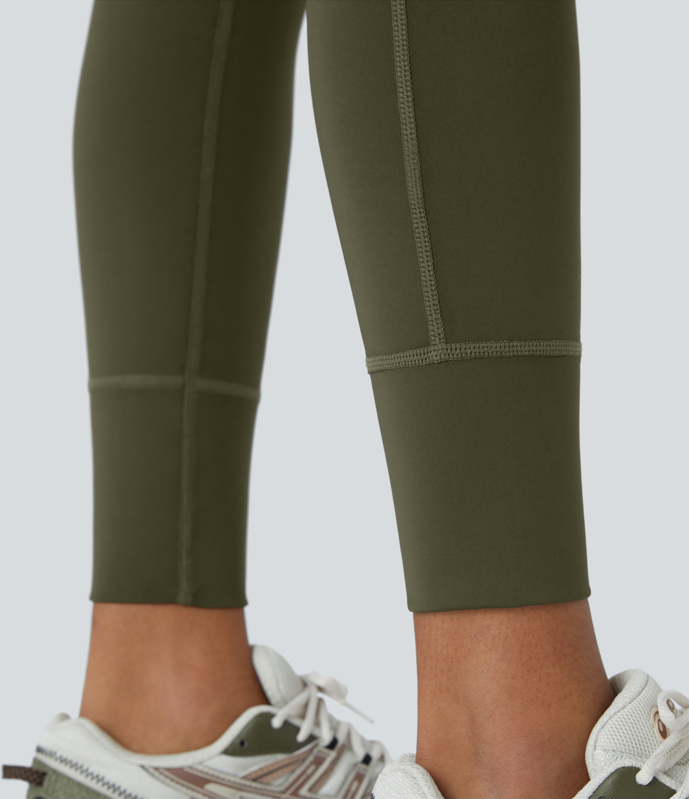 Halara SoCinched Wear-Resistant High Waisted Tummy Control Side Pocket 7/8 Rock Climbing Leggings  - Twilight Green - L(7/8) gym leggings 