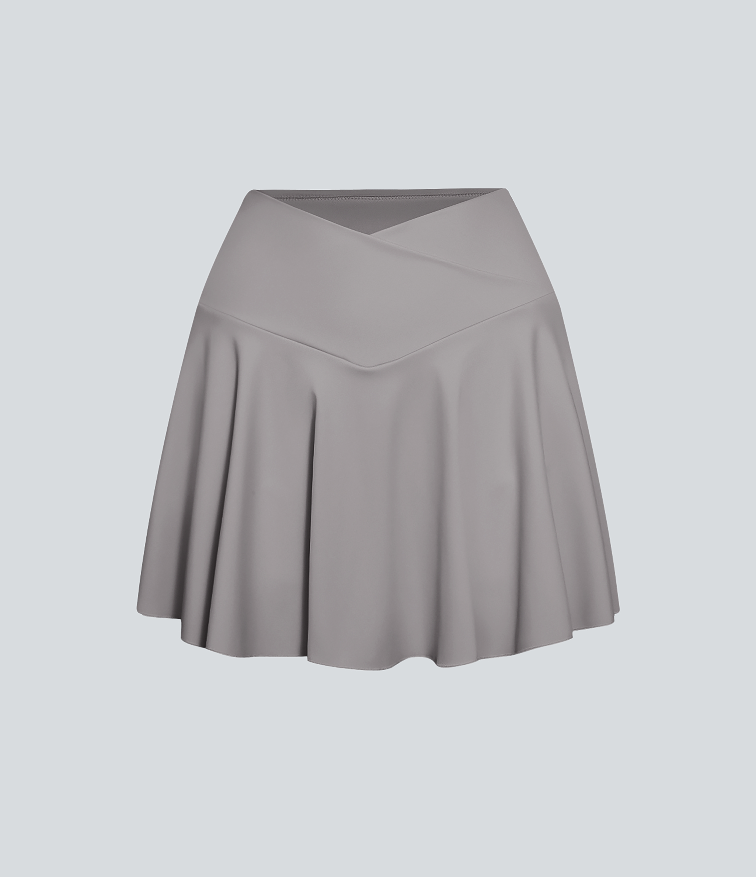 Halara Softlyzeroв„ў Airy Comfy High Waisted Crossover 2-in-1 Side Pocket Flare Cool Touch Tennis Skirt  - Steel Gray - XS 