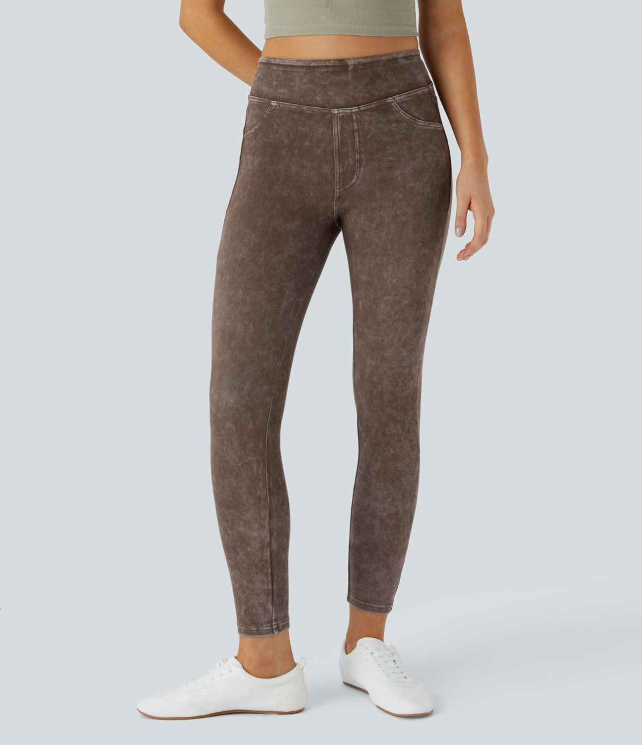 Halara HalaraMagicв„ў Jeans High Waisted Back Side Pocket Stretchy Knit Denim Casual Jeans  - Coffee Quartz - XS(regular) 