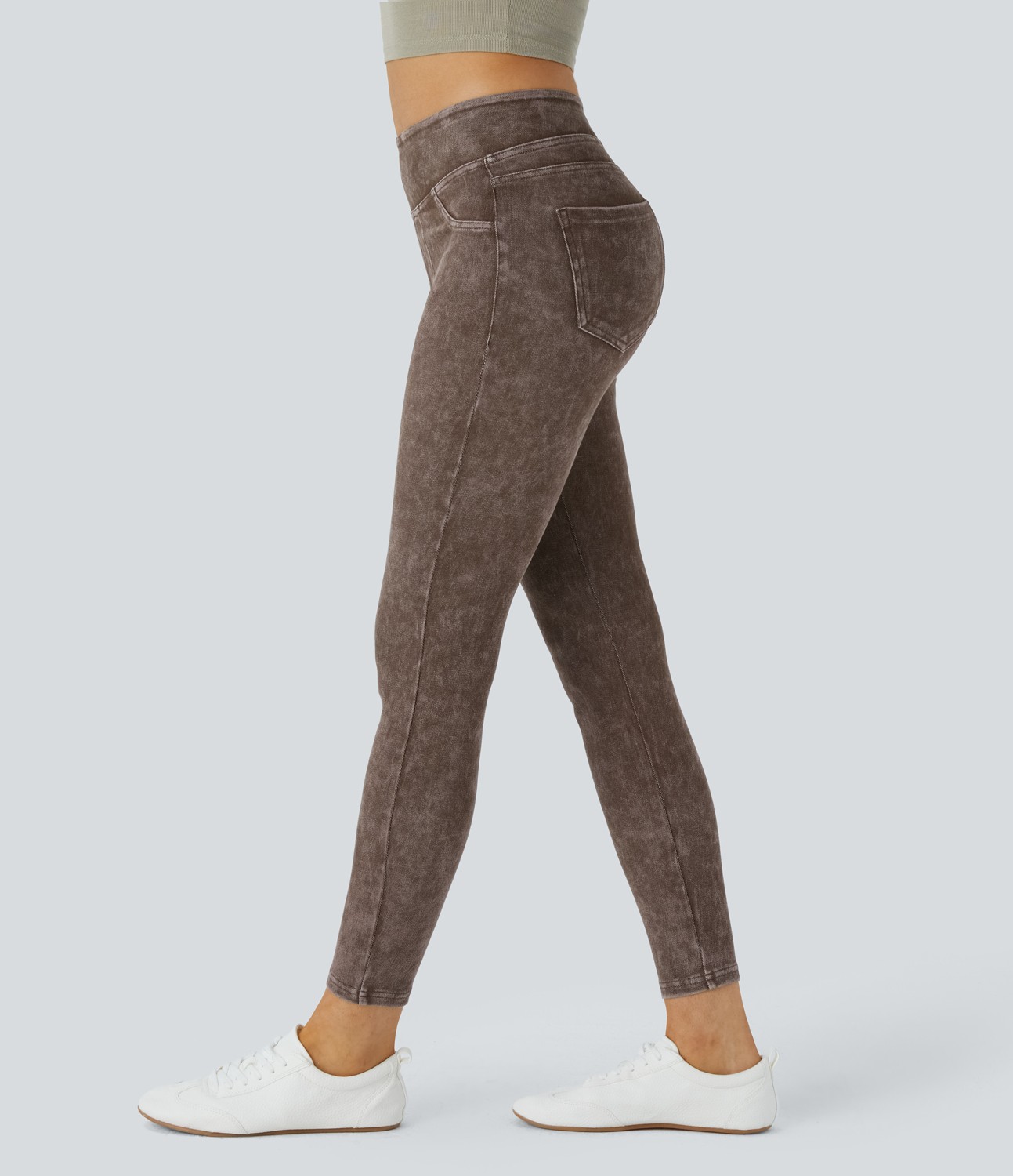 Halara HalaraMagicв„ў Jeans High Waisted Back Side Pocket Stretchy Knit Denim Casual Jeans  - Coffee Quartz - XS(regular) 