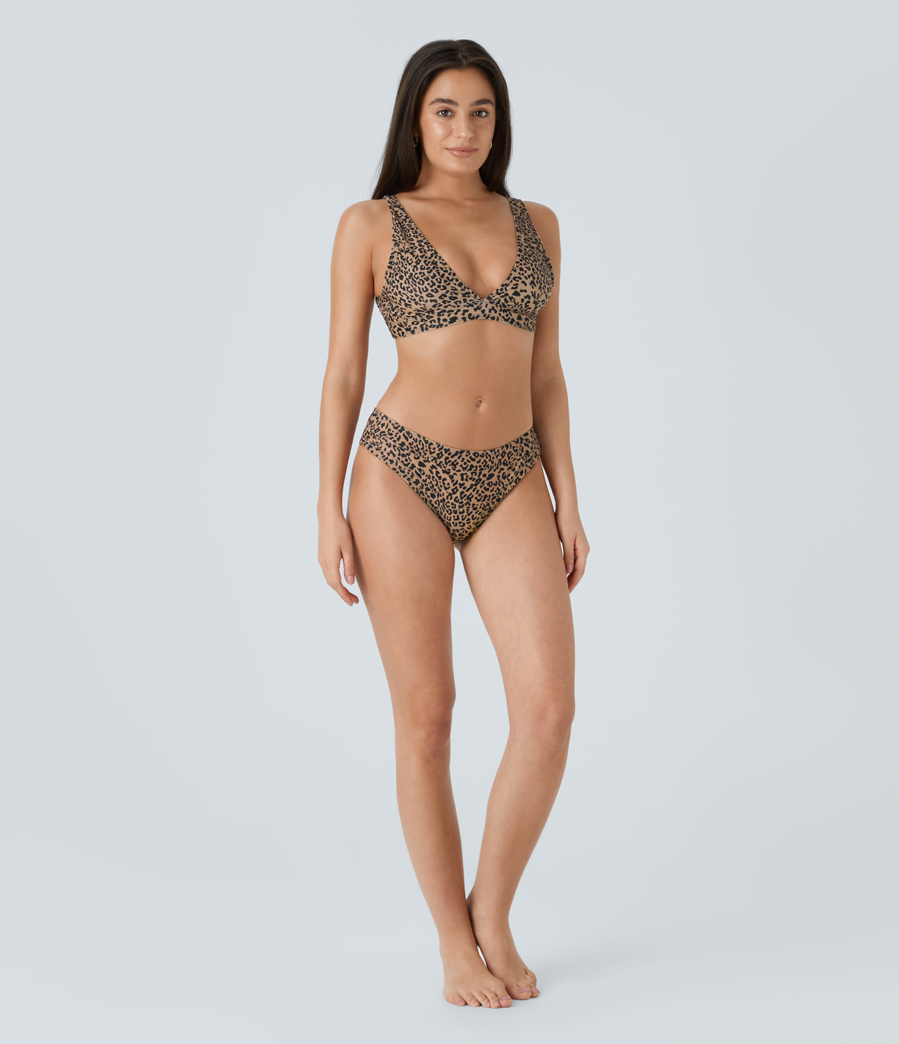 Halara Triangle Leopard Print Bikini Bottom  - Dark Leopard Print - S 