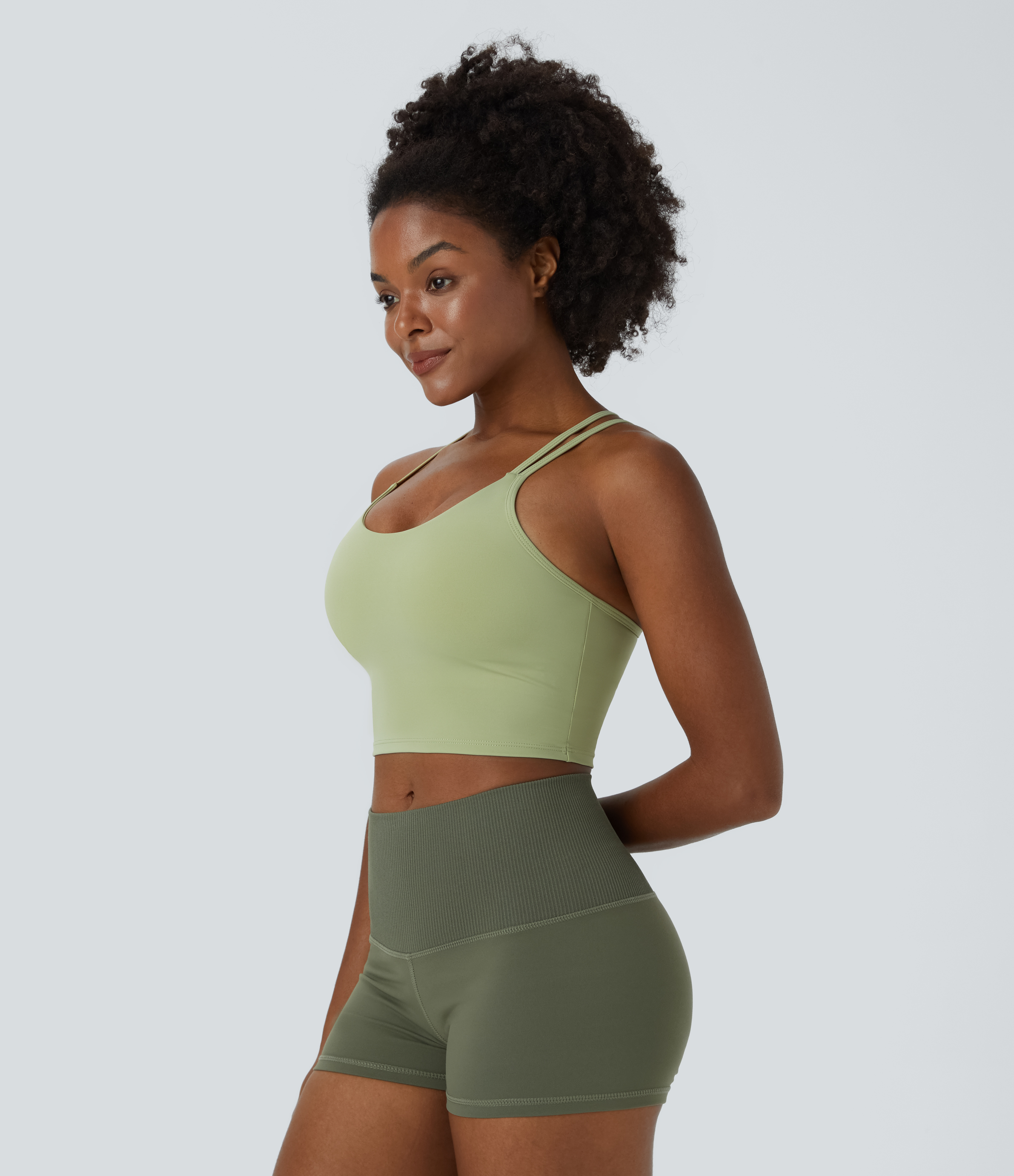 Halara Softlyzeroв„ў Airy Double Straps Backless Crisscross Cropped Cool Touch Yoga Tank Top-UPF50+ Tank Top - Winter Pear - XS golf tops 