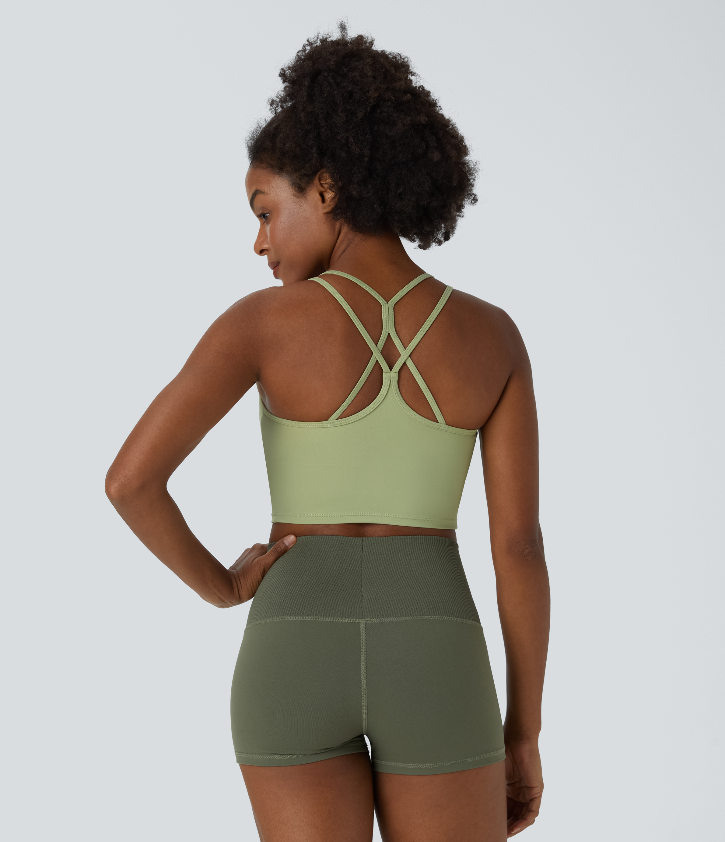 Halara Softlyzeroв„ў Airy Double Straps Backless Crisscross Cropped Cool Touch Yoga Tank Top-UPF50+ Tank Top - Winter Pear - XS golf tops 