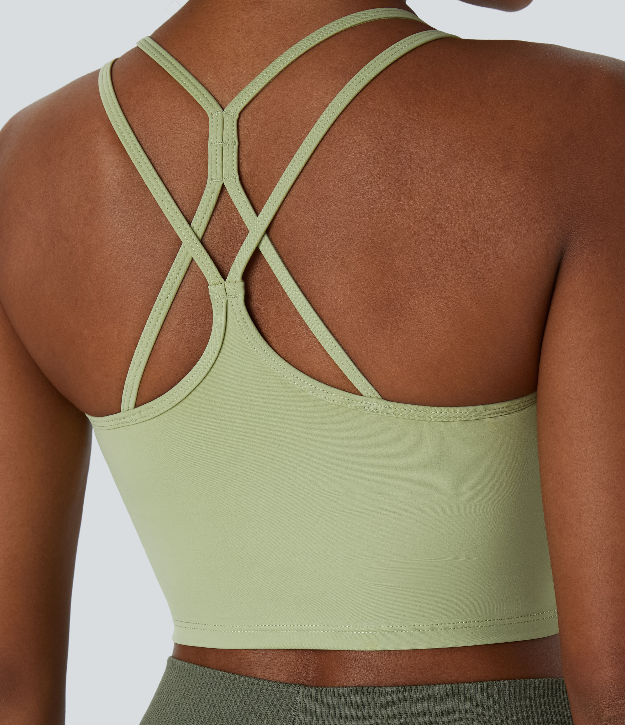 Halara Softlyzeroв„ў Airy Double Straps Backless Crisscross Cropped Cool Touch Yoga Tank Top-UPF50+ Tank Top - Winter Pear - XS golf tops 