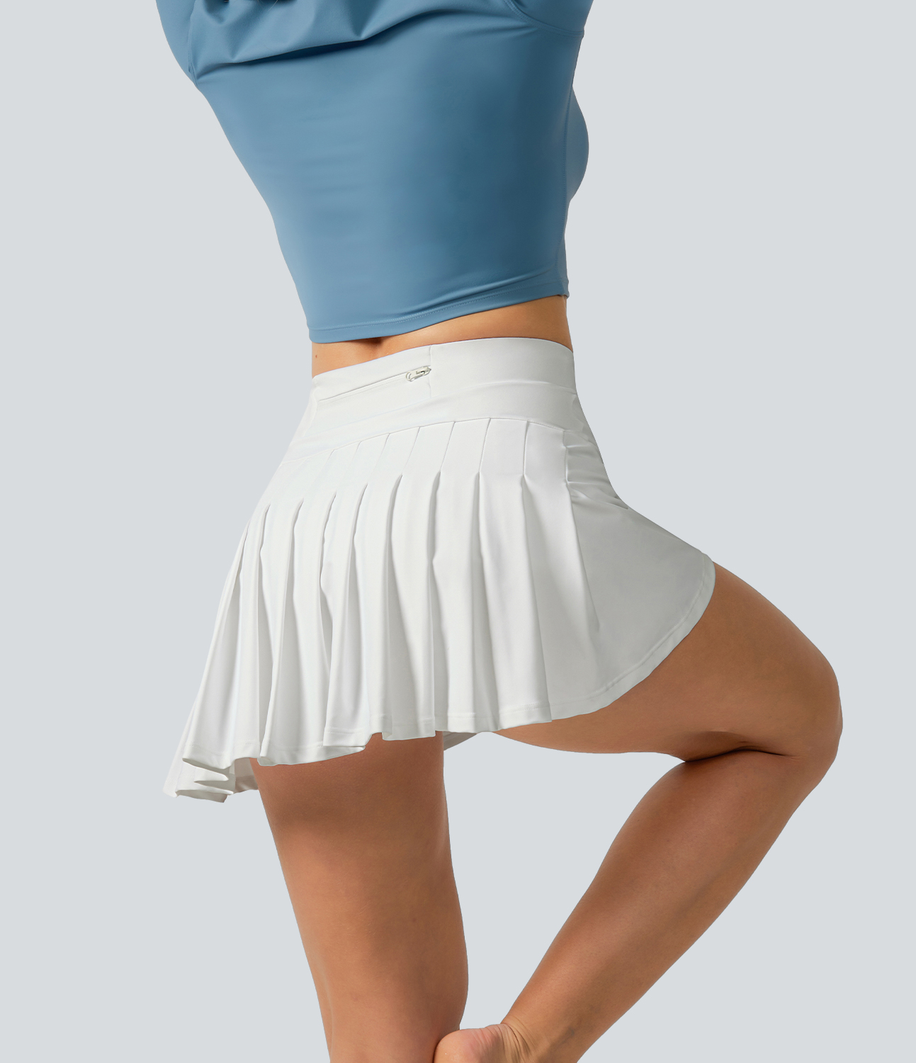 Halara Everyday Cloudfulв„ў Air Fabric 2-in-1 Back Pocket Pleated Cool Touch Tennis Skirt  - White - L midi skirt a line skirt golfing skirt 