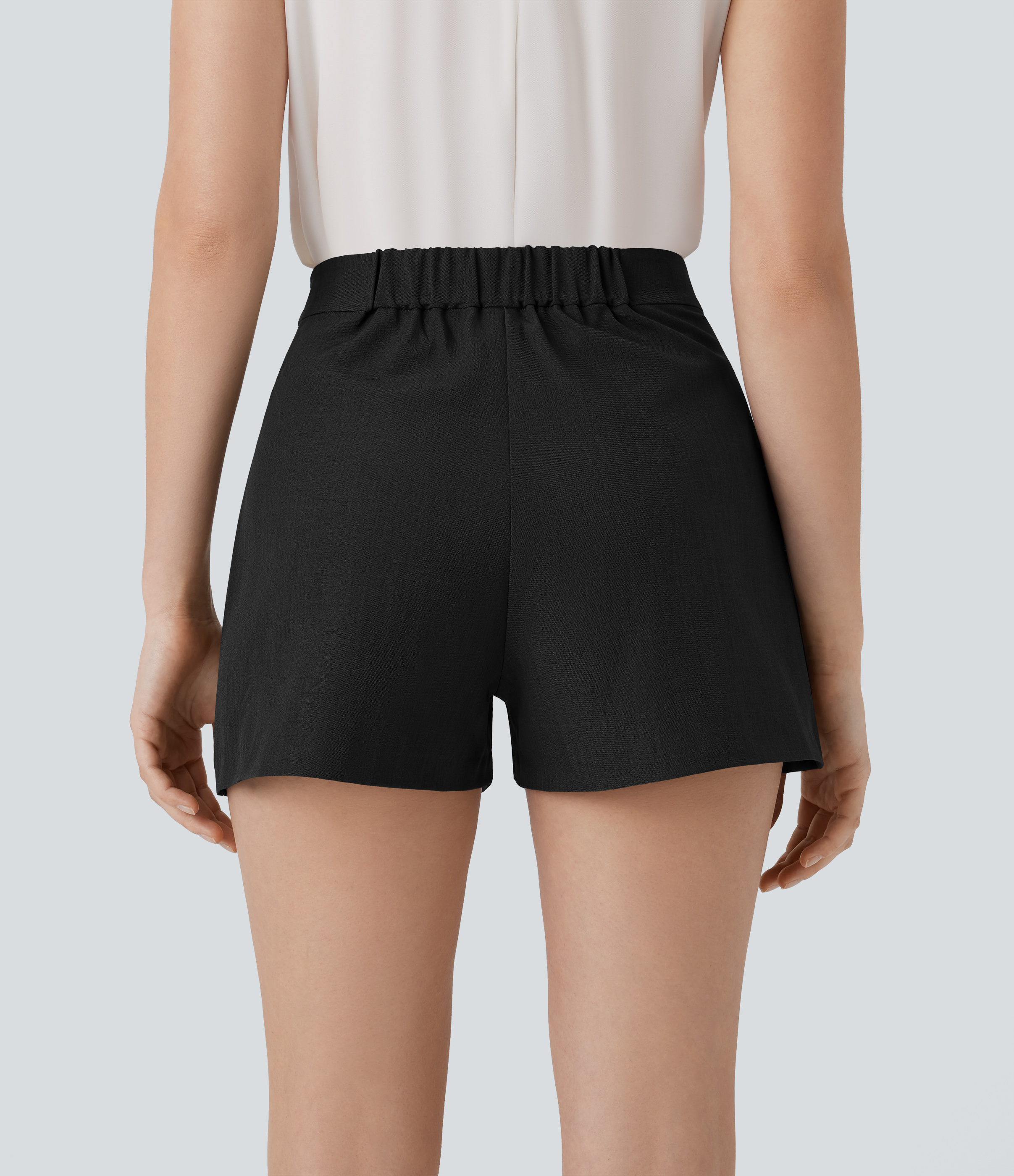 Halara High Waisted Side Invisible Zipper Work Shorts  - Black - XS booty shorts compression shorts yoga shorts 