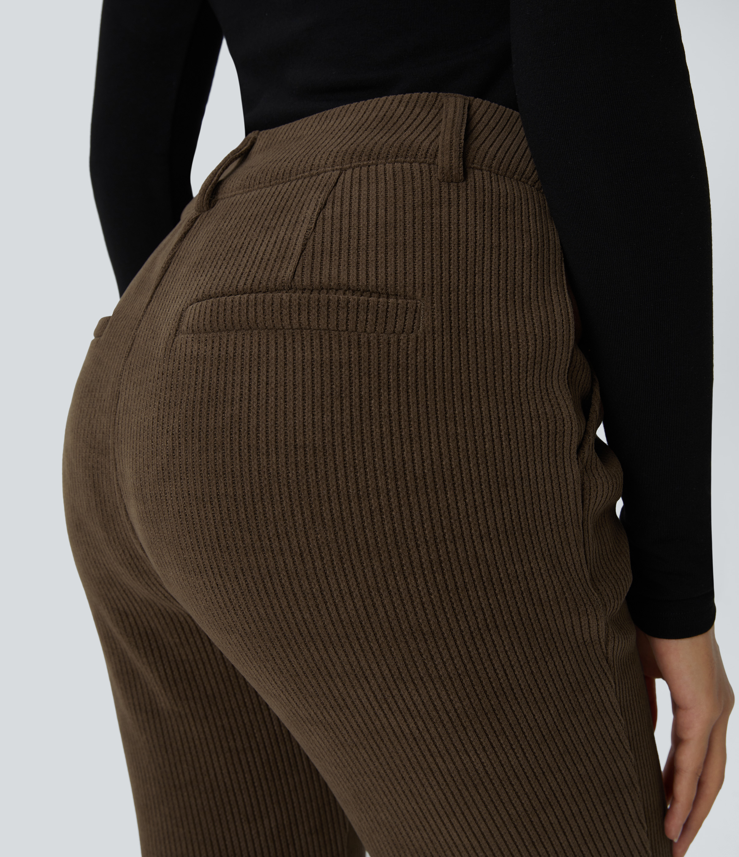 Halara High Waisted Side Pocket Chenille Work Slight Flare Pants  - Slate Black - XS(regular) sweatpants jogger pants stacked sweatpants 