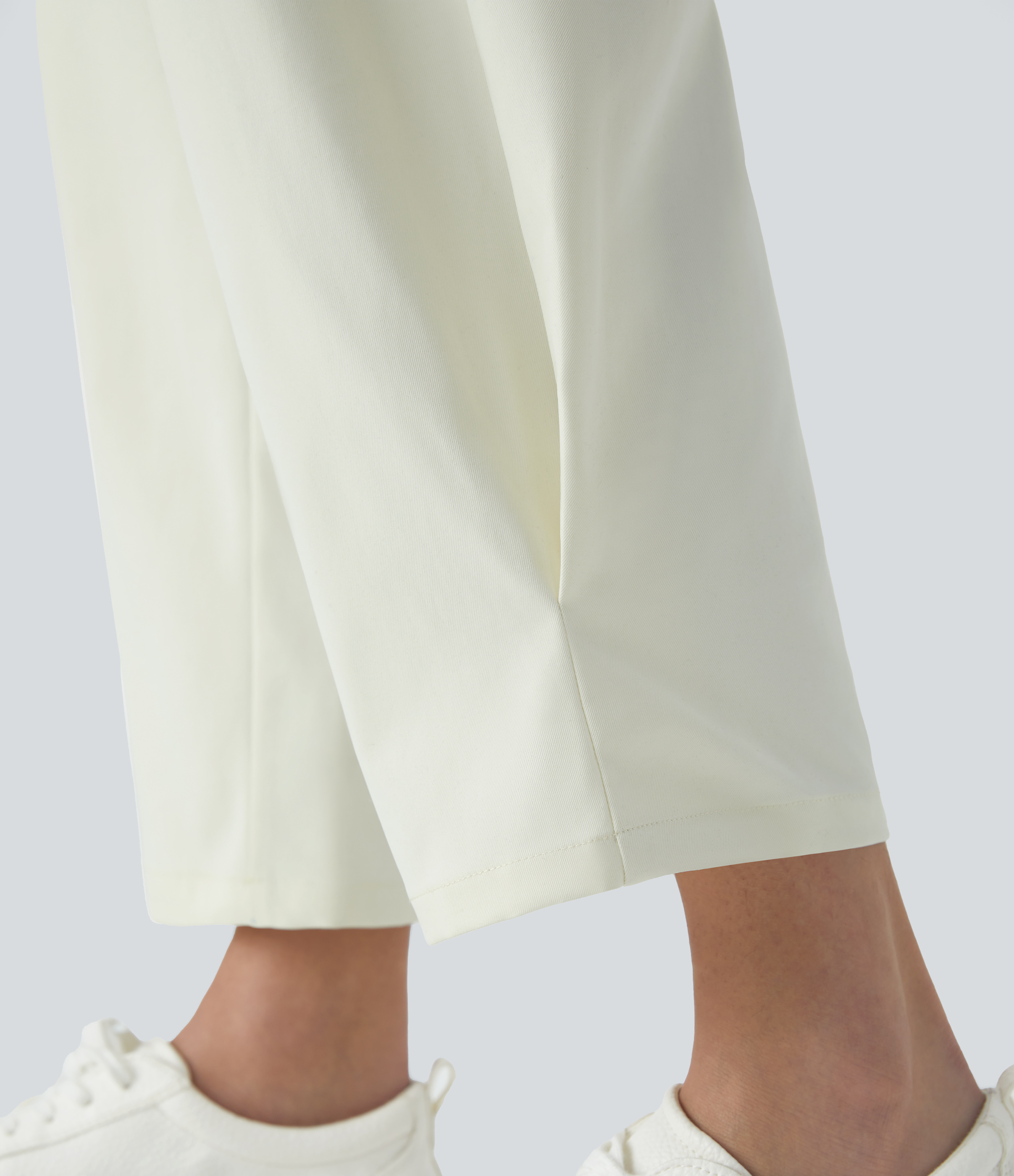 Halara Water Repellent Wear-Resistant High Waisted Multiple Pockets Cargo Barrel Leg Work Pants  - Oak White - XS(regular) sweatpants 