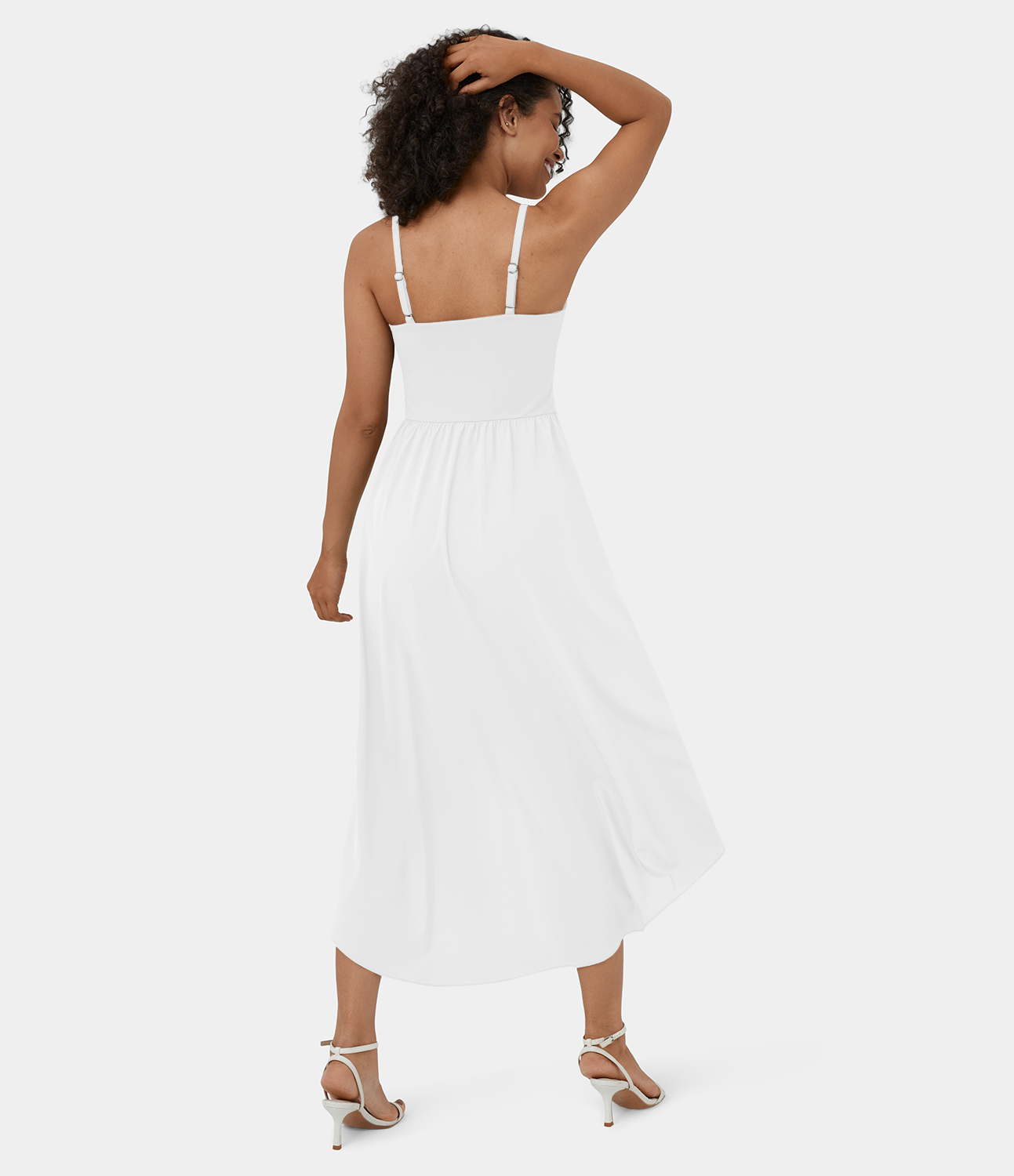 

Halara Breezefulв„ў Backless High Low 2-Piece Side Pocket Flowy Midi Quick Dry Casual Dress Casual Dress - White -  slip dress beach dress