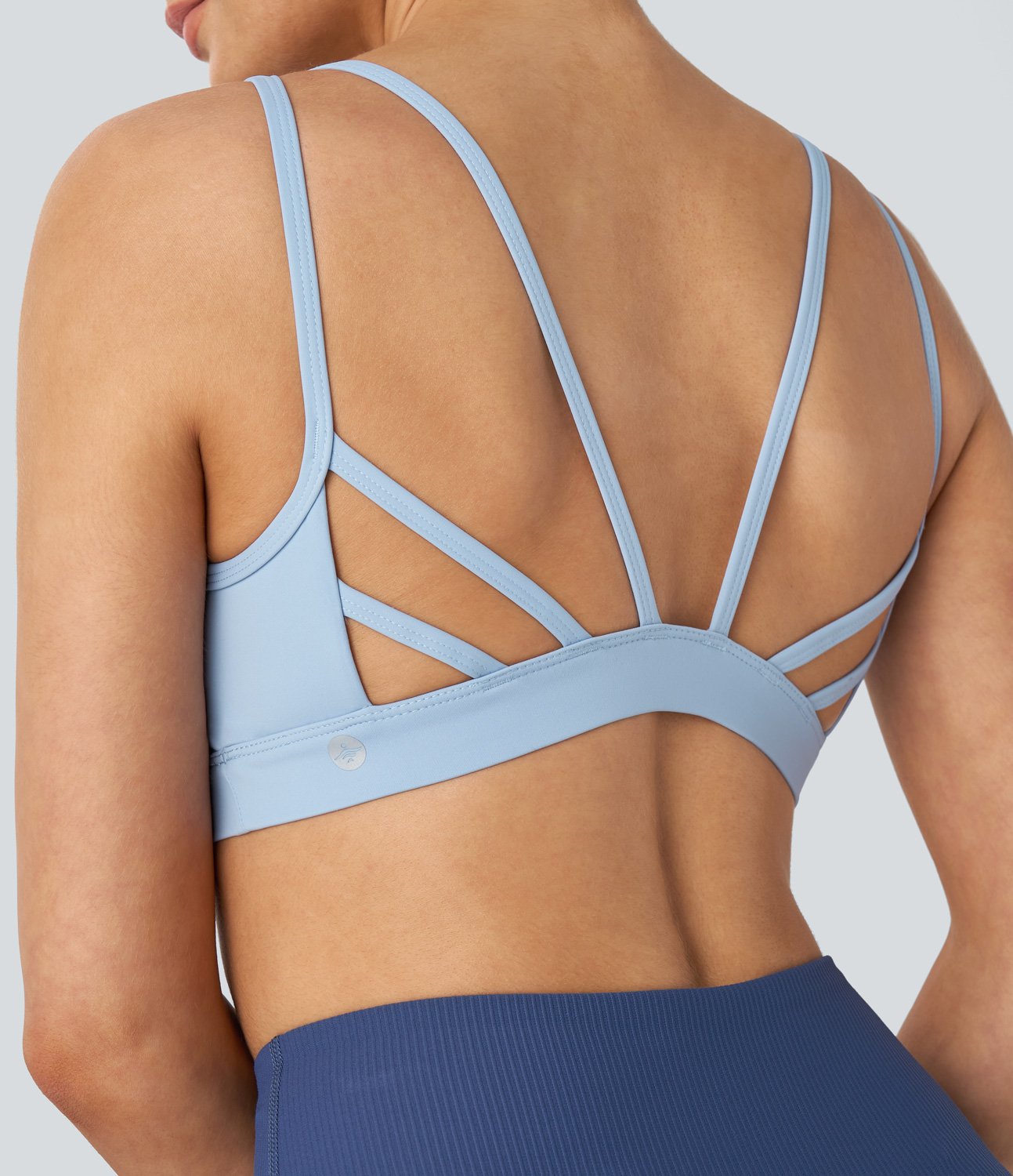 Halara  Softlyzeroв„ў Airy Low Support Backless Cut Out Cool Touch Yoga Sports Bra-UPF50+  - Angel Falls - S push up bra strapless bra 