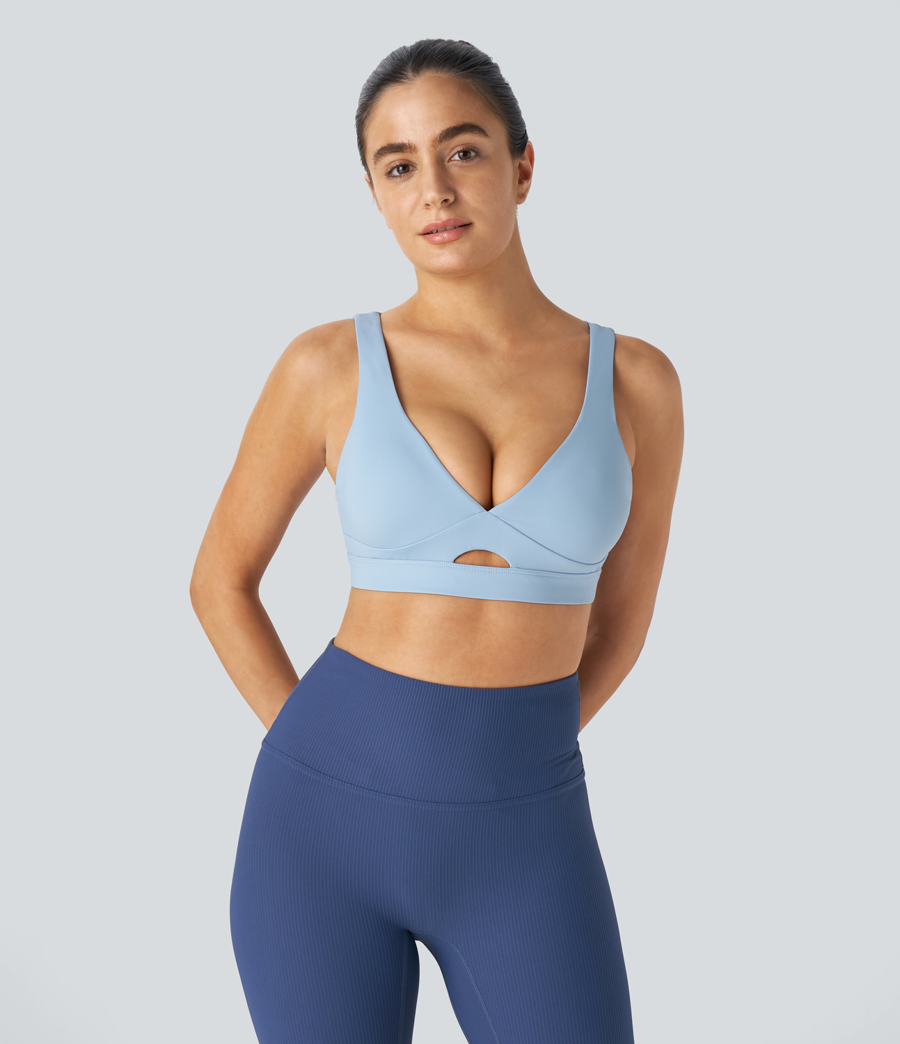 Halara  Softlyzeroв„ў Airy Low Support Backless Cut Out Cool Touch Yoga Sports Bra-UPF50+  - Angel Falls - S push up bra strapless bra 