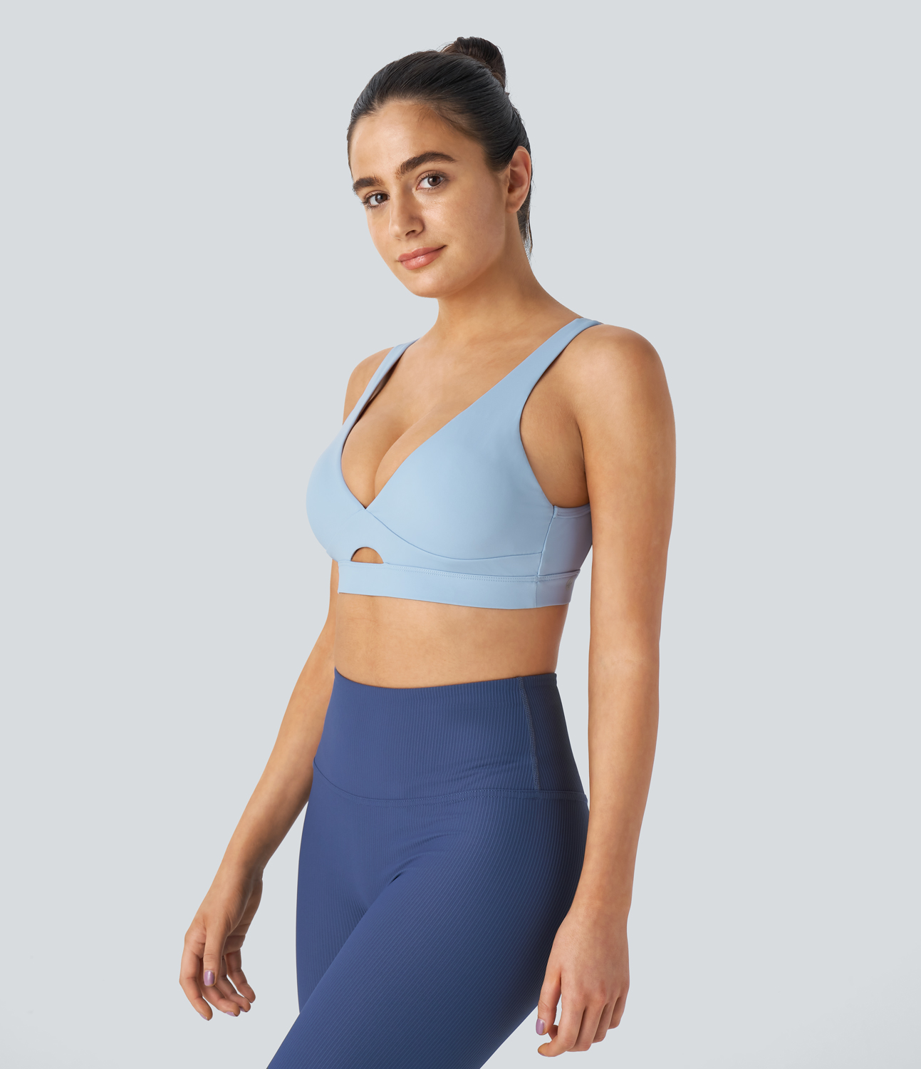 Halara  Softlyzeroв„ў Airy Low Support Backless Cut Out Cool Touch Yoga Sports Bra-UPF50+  - Angel Falls - S push up bra strapless bra 