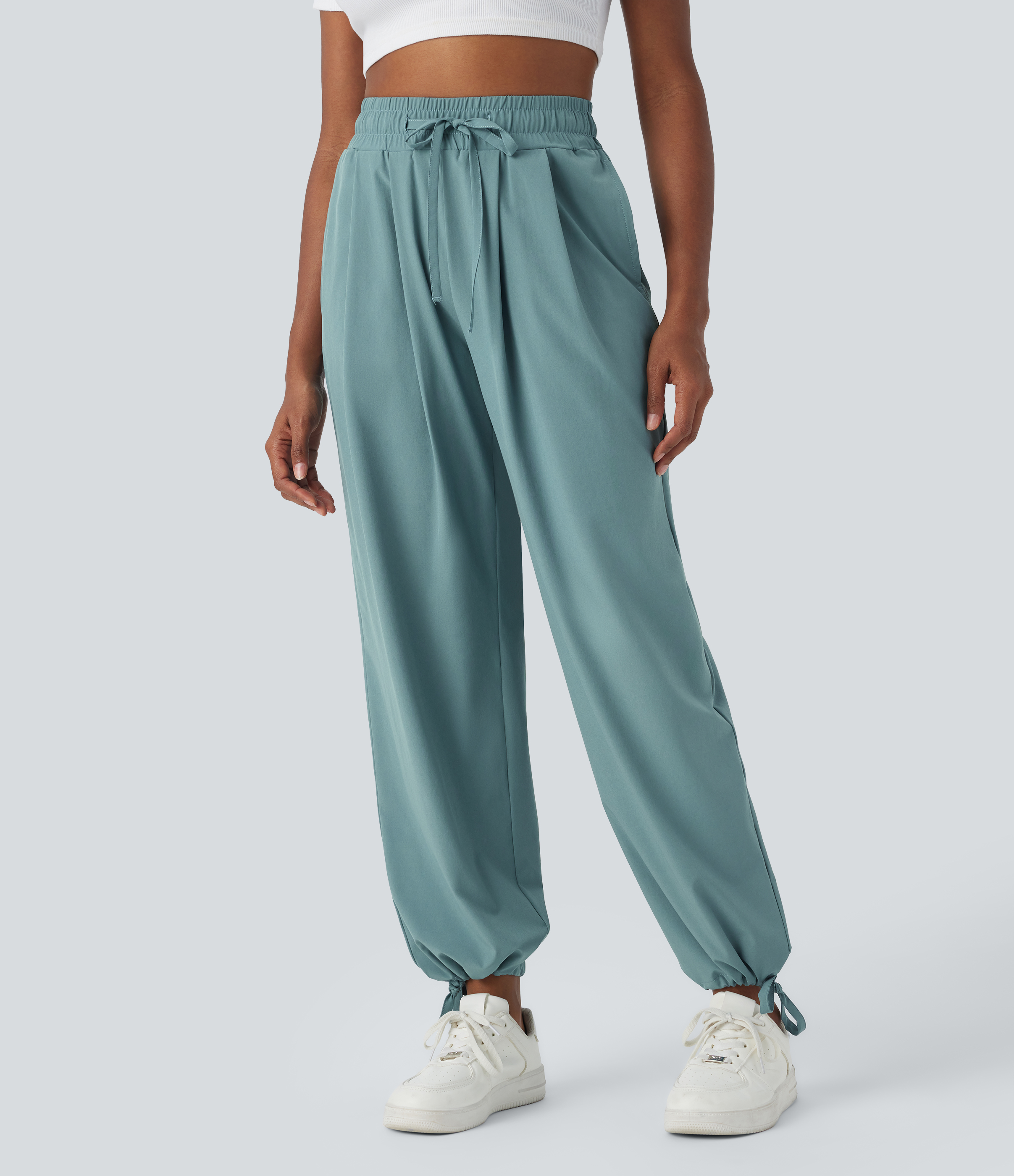 Halara Breezefulв„ў High Waisted Drawstring Side Pocket Quick Dry Casual Joggers  - Stone Blue - S(regular) 
