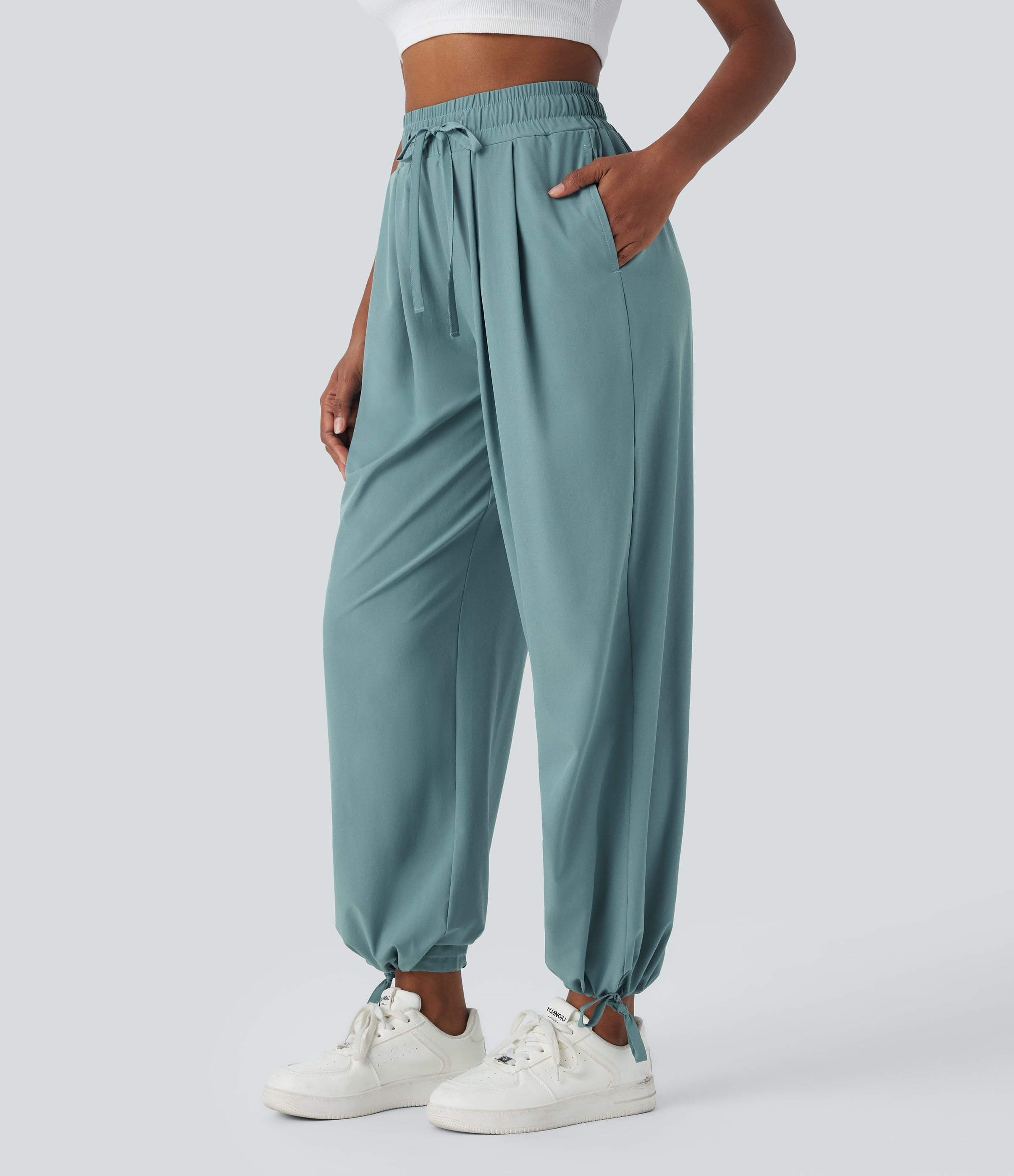 Halara Breezefulв„ў High Waisted Drawstring Side Pocket Quick Dry Casual Joggers  - Stone Blue - S(regular) 