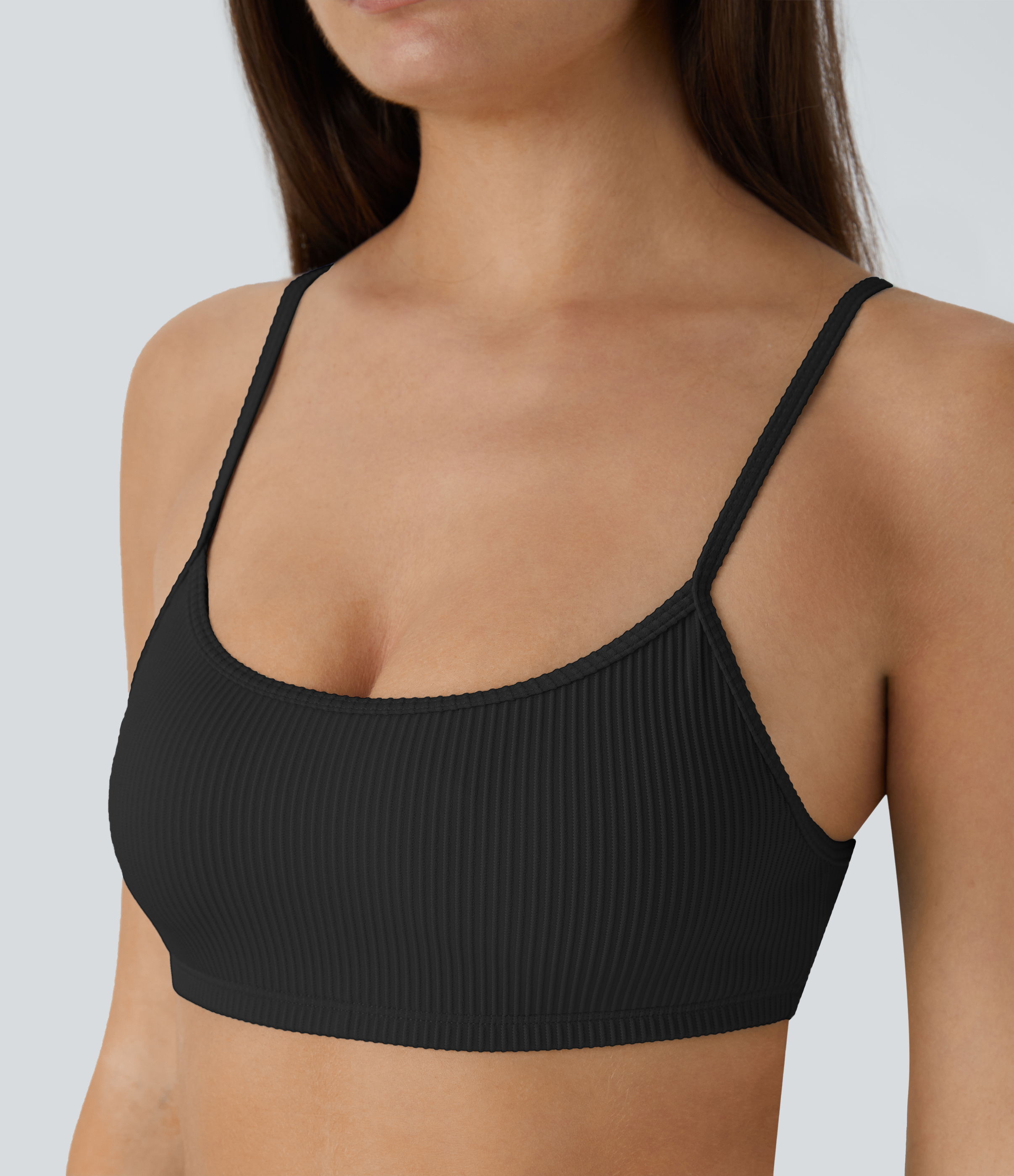 Halara Ribbed Adjustable Strap Backless Bikini Top Swimsuit  - Black - XL 