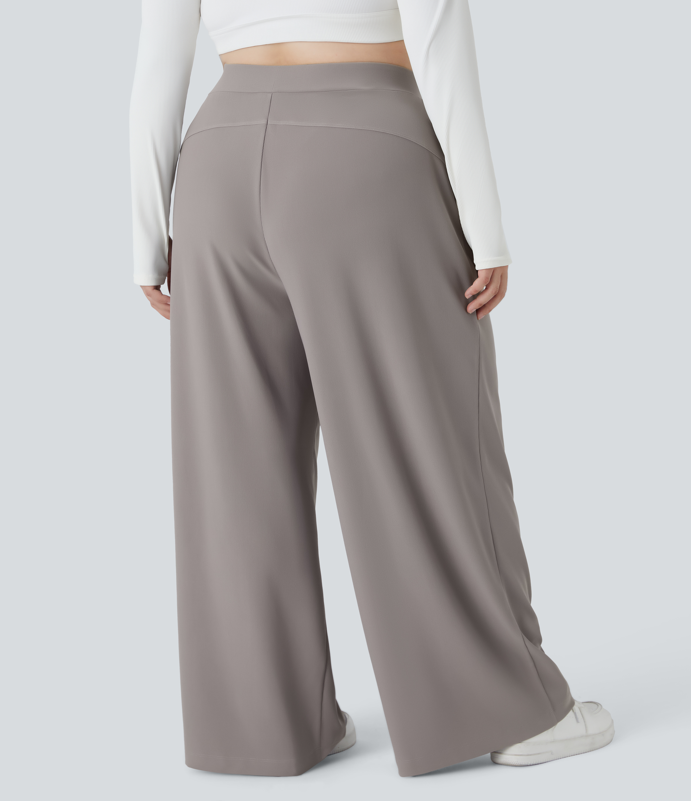Halara Halara Flexв„ў High Waisted Body Sculpt Waist-Slimming Side Pocket Wide Leg Micro Waffle Plus Size Work Pants  - Satellite - 3X(regular) 