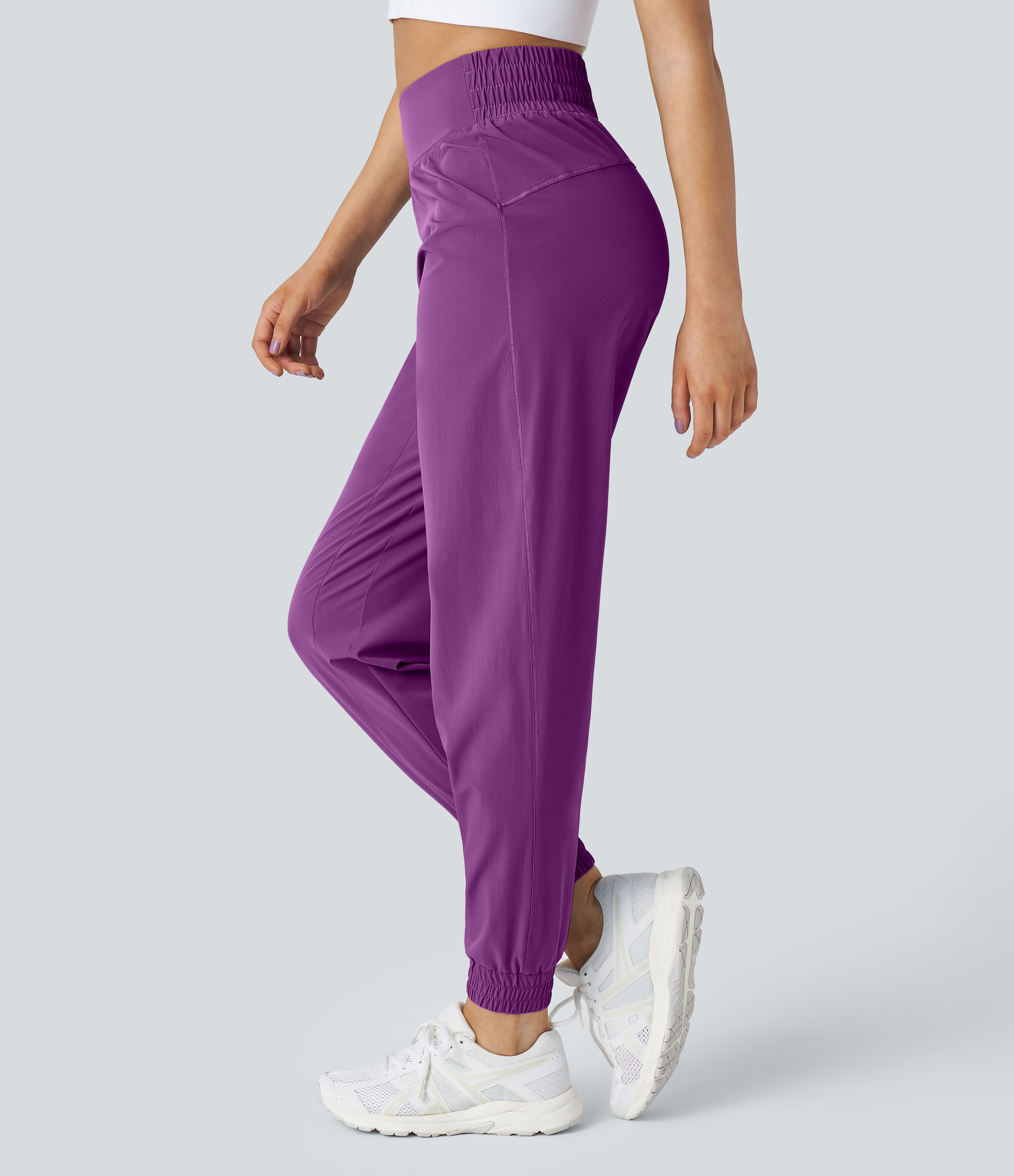 Halara High Waisted Elastic Waistband Casual Joggers  - Sparkling Grape - XS(petite) 