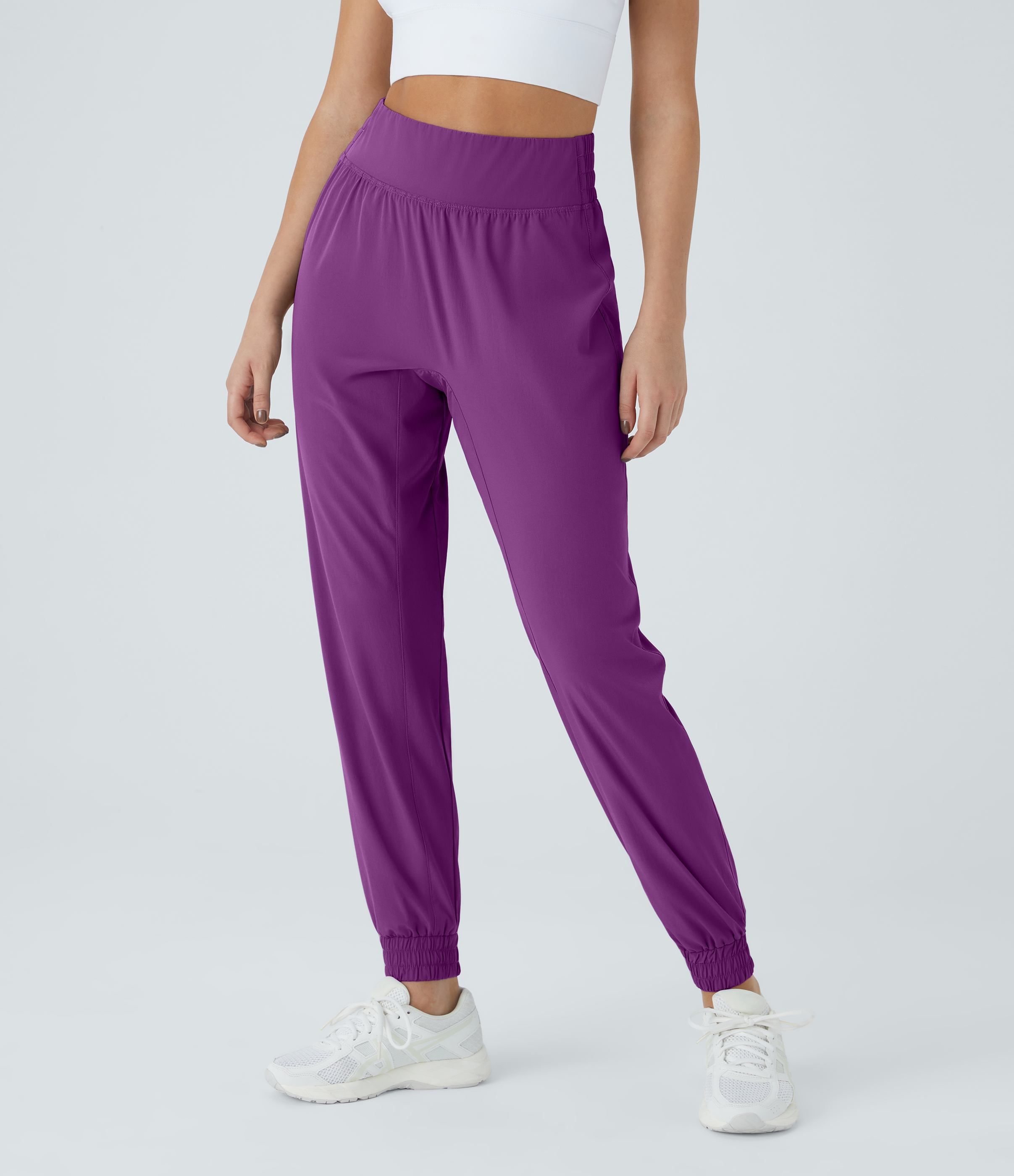 Halara High Waisted Elastic Waistband Casual Joggers  - Sparkling Grape - XS(petite) 