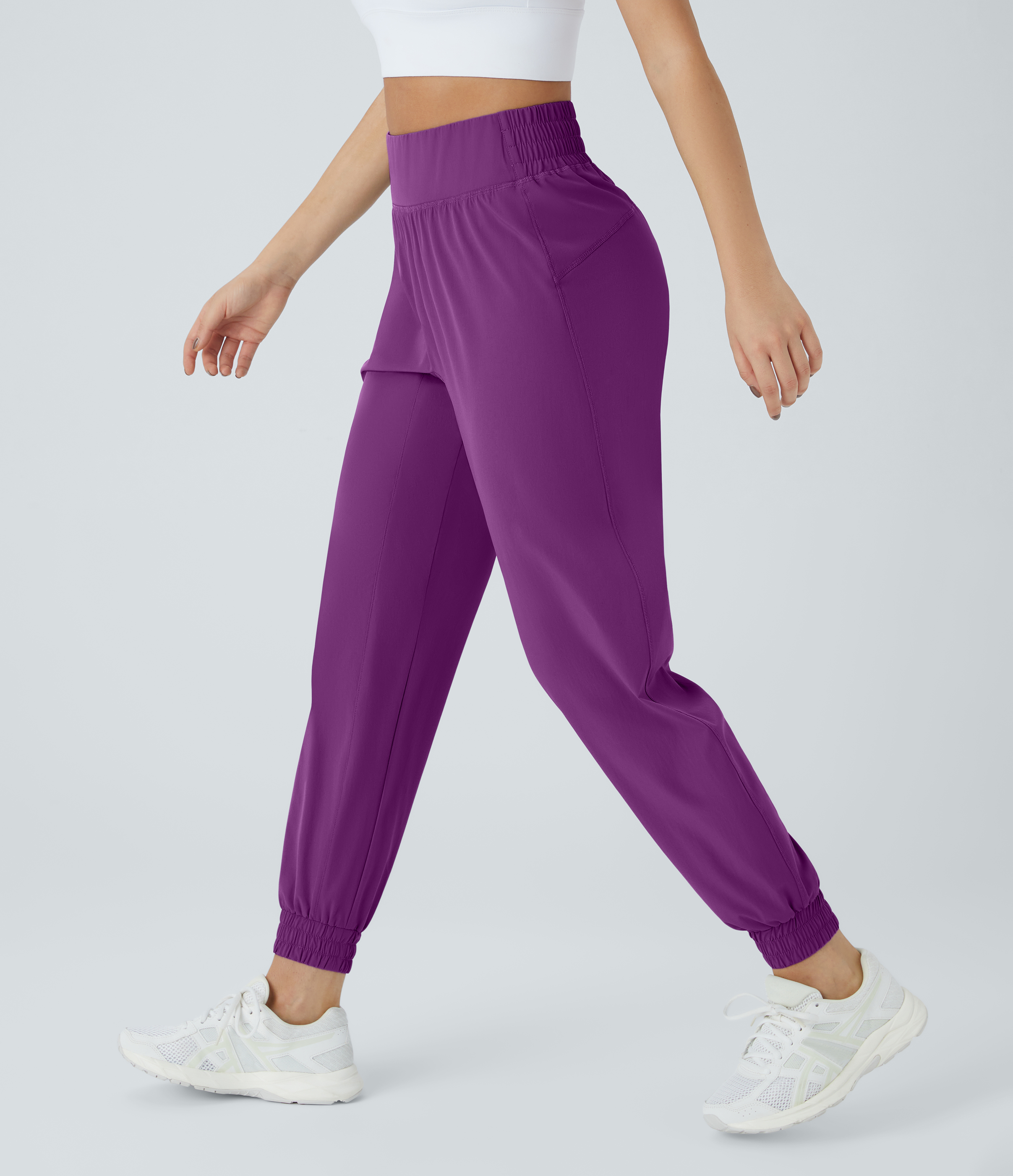 Halara High Waisted Elastic Waistband Casual Joggers  - Sparkling Grape - XS(petite) 