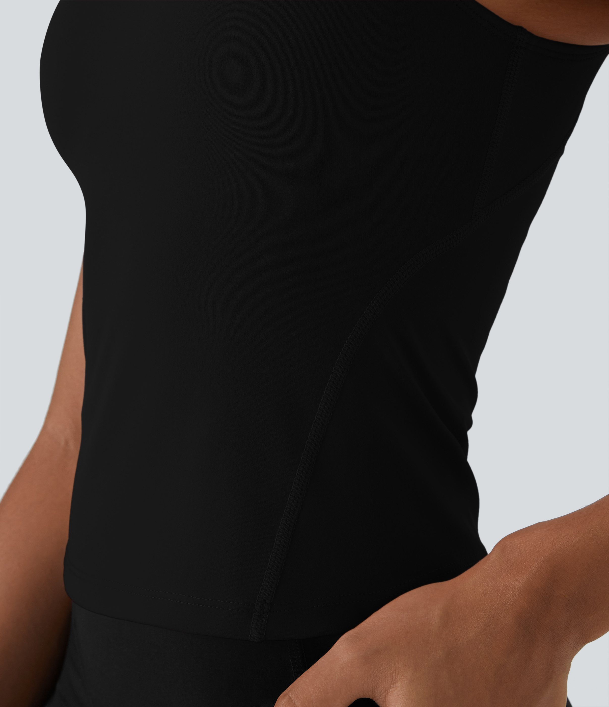 Halara Softlyzeroв„ў Plush Padded V Neck Plain Tank Top Tank Top - Black - L golf tops halter top tunic tops sleeveless tops backless top 