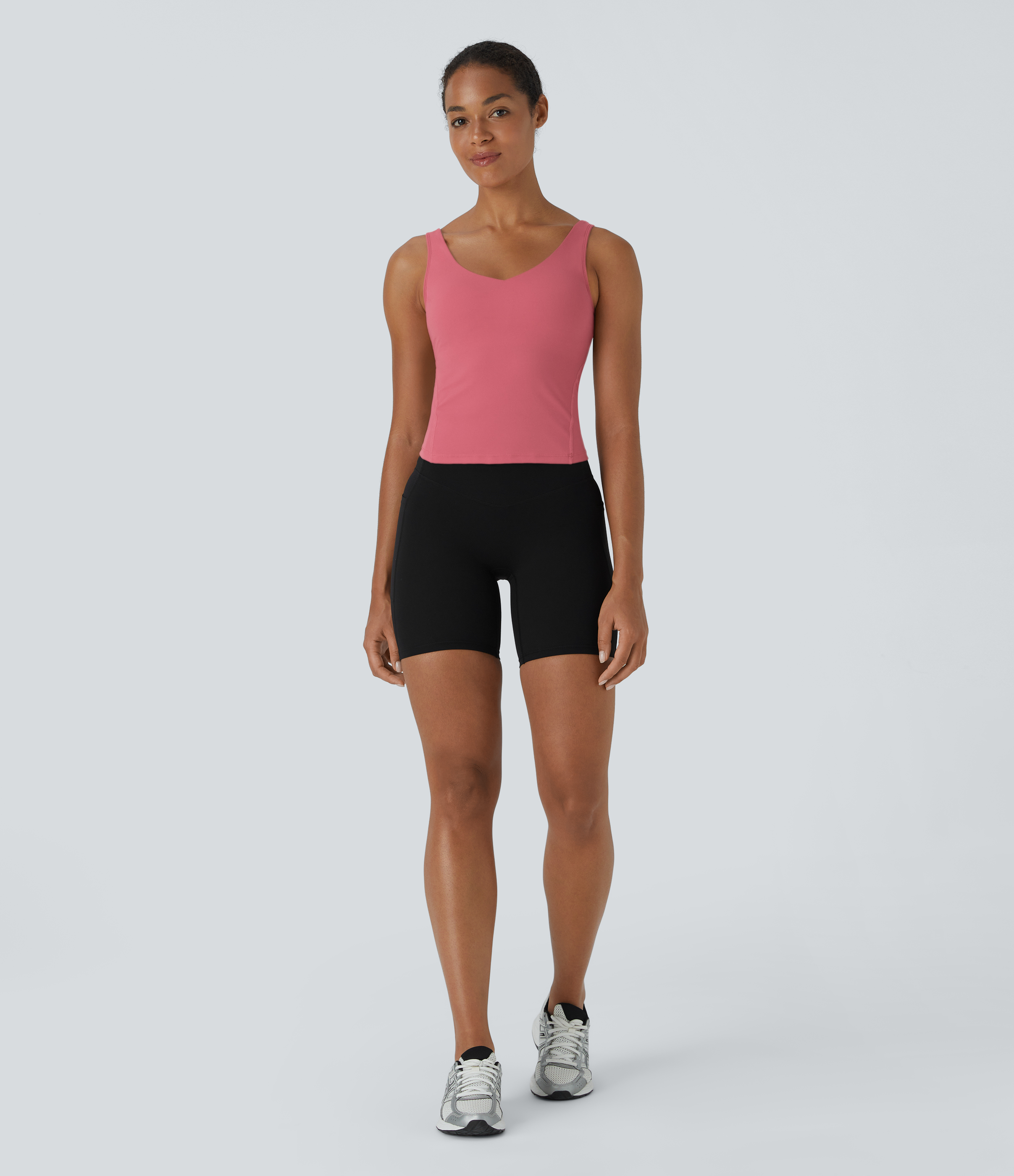 Halara Softlyzeroв„ў Plush Padded V Neck Plain Tank Top Tank Top - Begonia Rouge - S golf tops halter top tunic tops sleeveless tops 