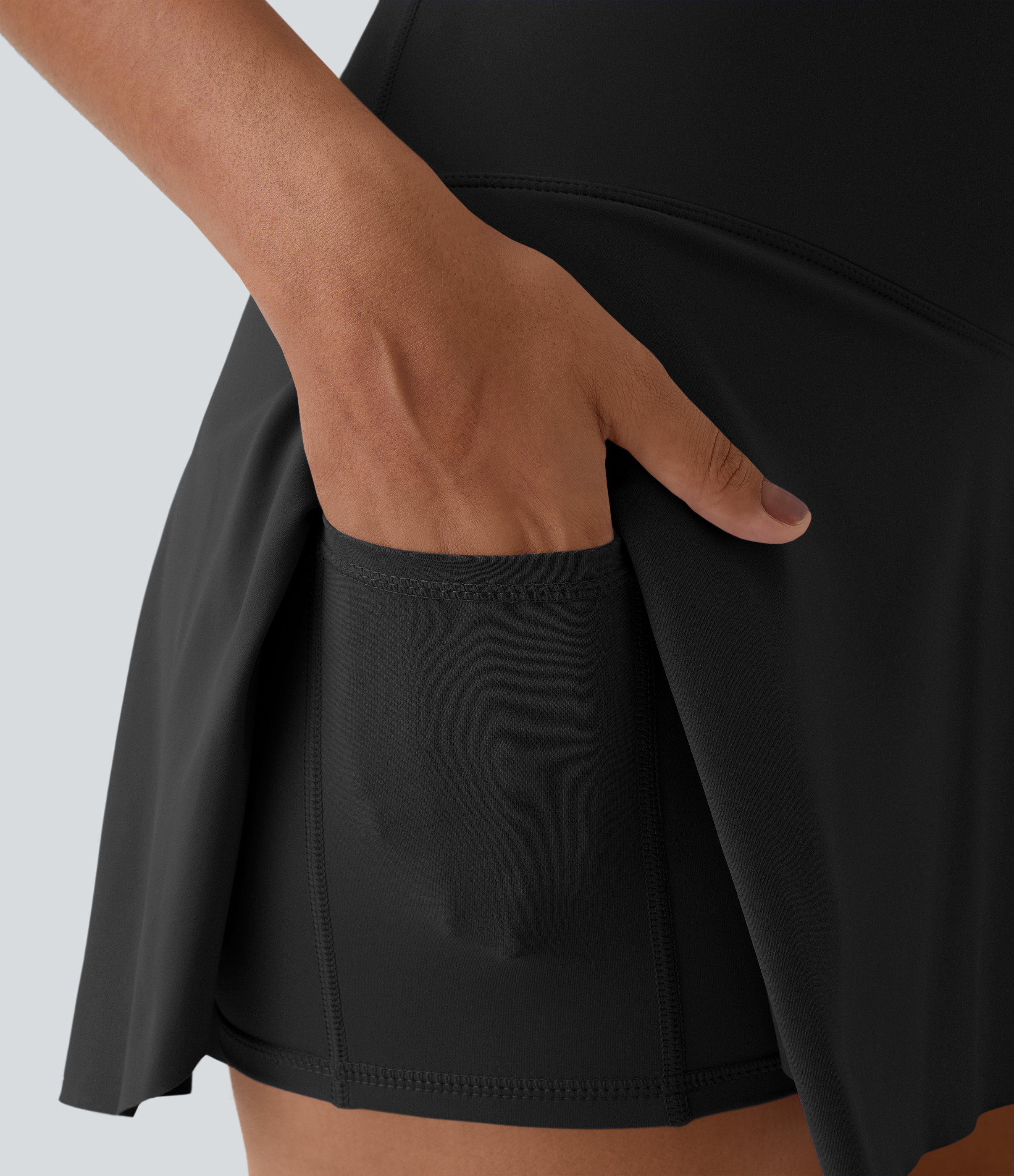 Halara Everyday Cloudfulв„ў Air Crossover 2-in-1 Side Pocket Tennis Skirt-Lucid  - Black - XS midi skirt a line skirt golfing skirt 
