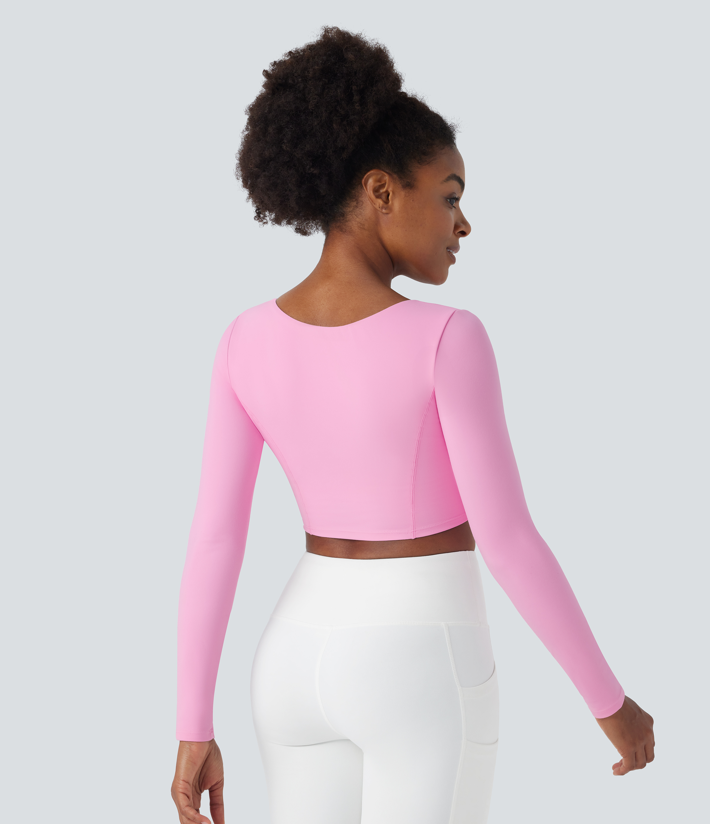 Halara Softlyzeroв„ў Plush Long Sleeve Adjustable Buckle Cropped Yoga Sports Top  - Nosegay - L 