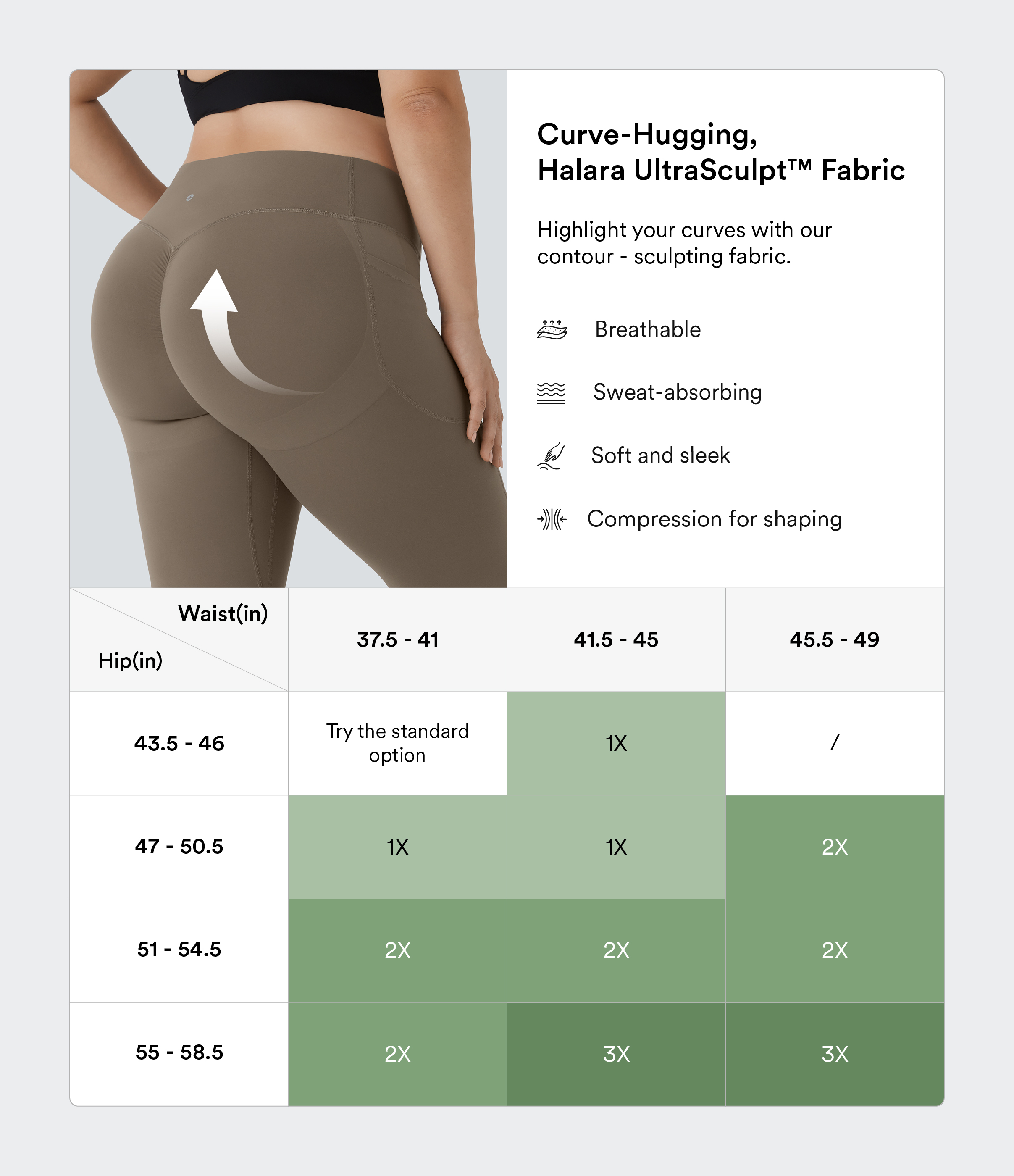 Halara SoCinched High Waisted Butt Lifting Tummy Control Side Pocket Shaping Training UltraSculpt Plus Size Leggings  - Dawn Brown - 2X(7/8) 