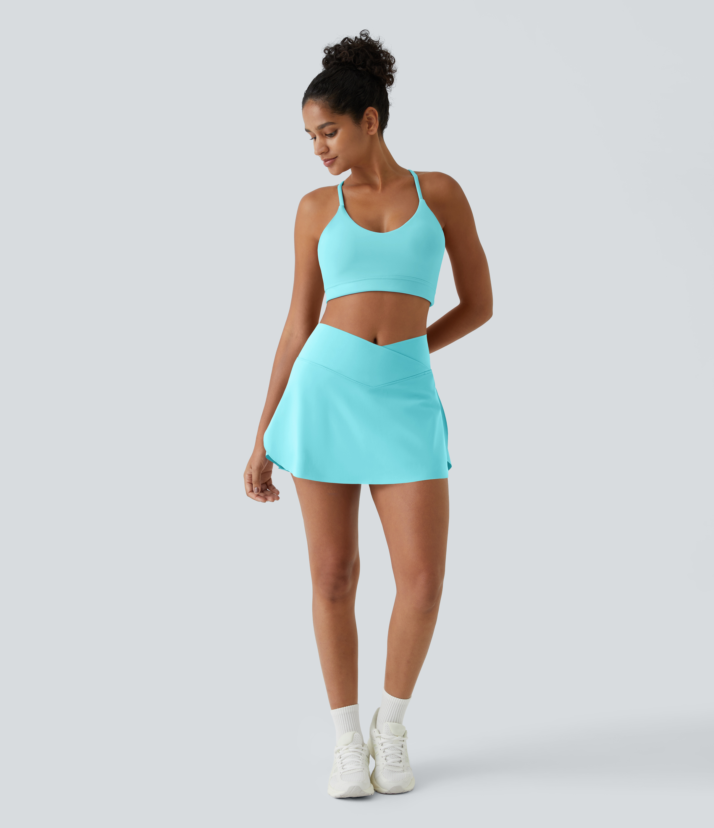 Halara Everyday Softlyzeroв„ў Airy Crossover 2-in-1 Side Pocket Cool Touch Mini Tennis Skirt-Lucid-UPF50+  - Loka Blue - XS 
