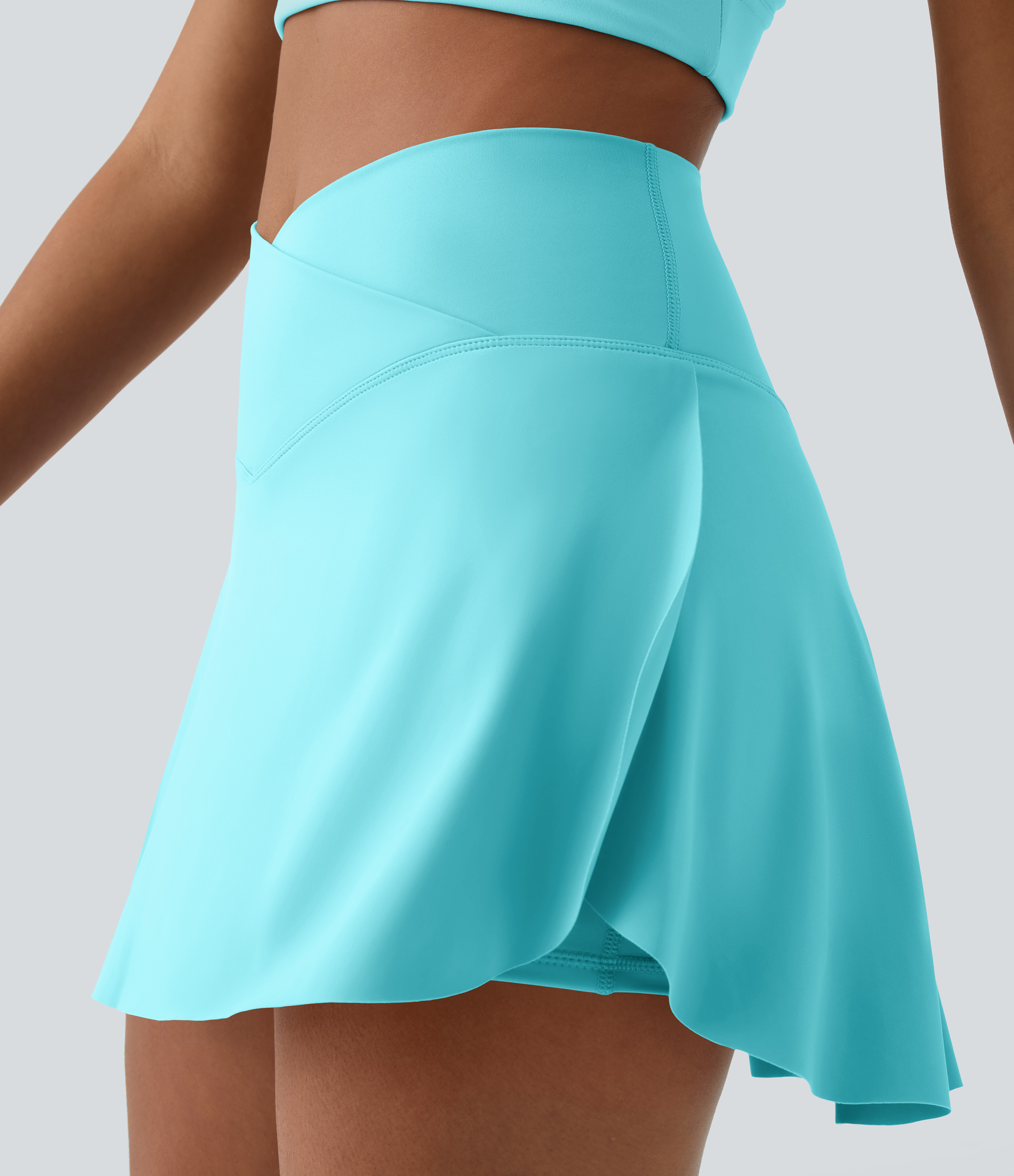 Halara Everyday Softlyzeroв„ў Airy Crossover 2-in-1 Side Pocket Cool Touch Mini Tennis Skirt-Lucid-UPF50+  - Loka Blue - XS 