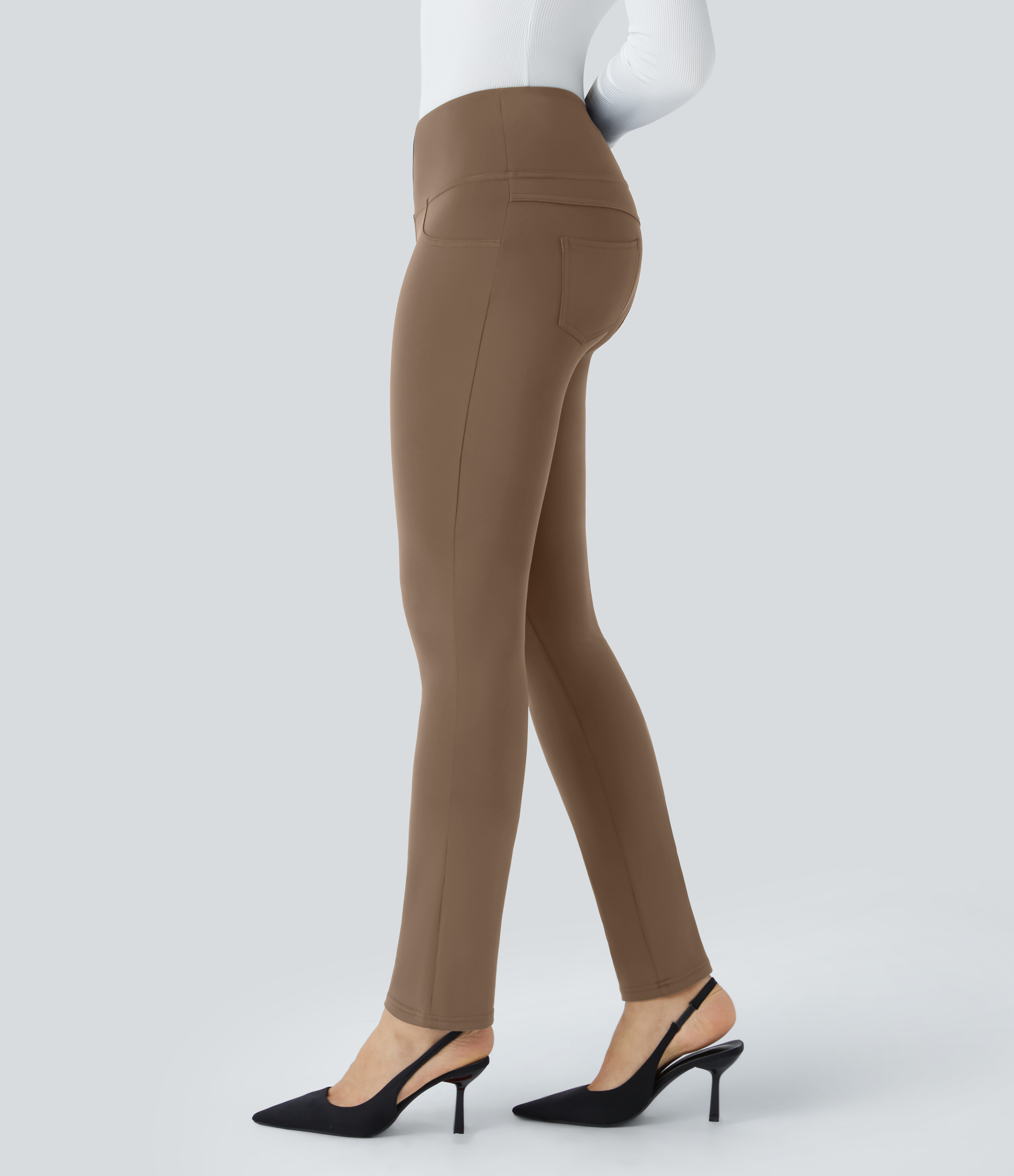 Halara Halara Flexв„ў High Waisted Back Pocket Tapered Work Pants  - Sepia - M(regular) 