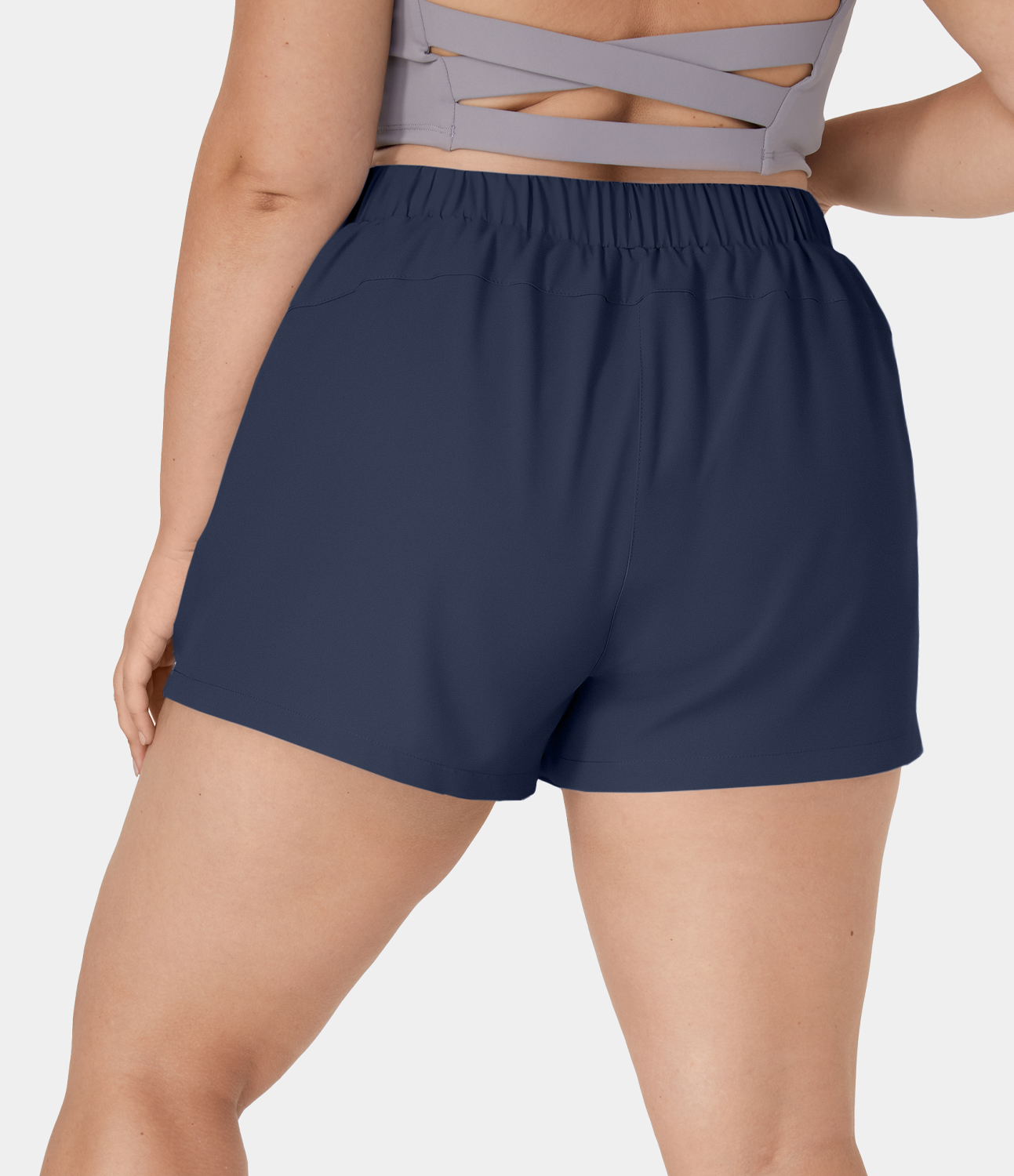 Halara High Waisted Elastic Waistband Drawstring Side Pocket Plus Size Casual Shorts 3