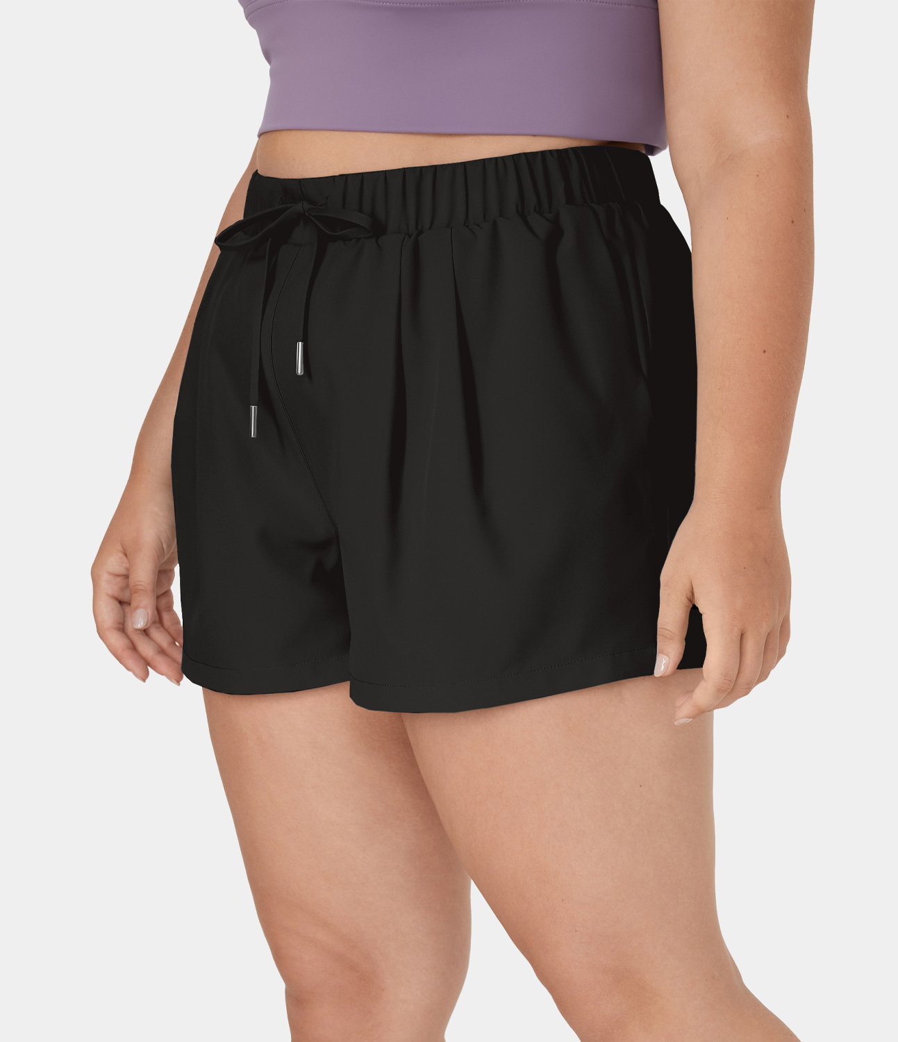 Halara High Waisted Elastic Waistband Drawstring Side Pocket Plus Size Casual Shorts 3