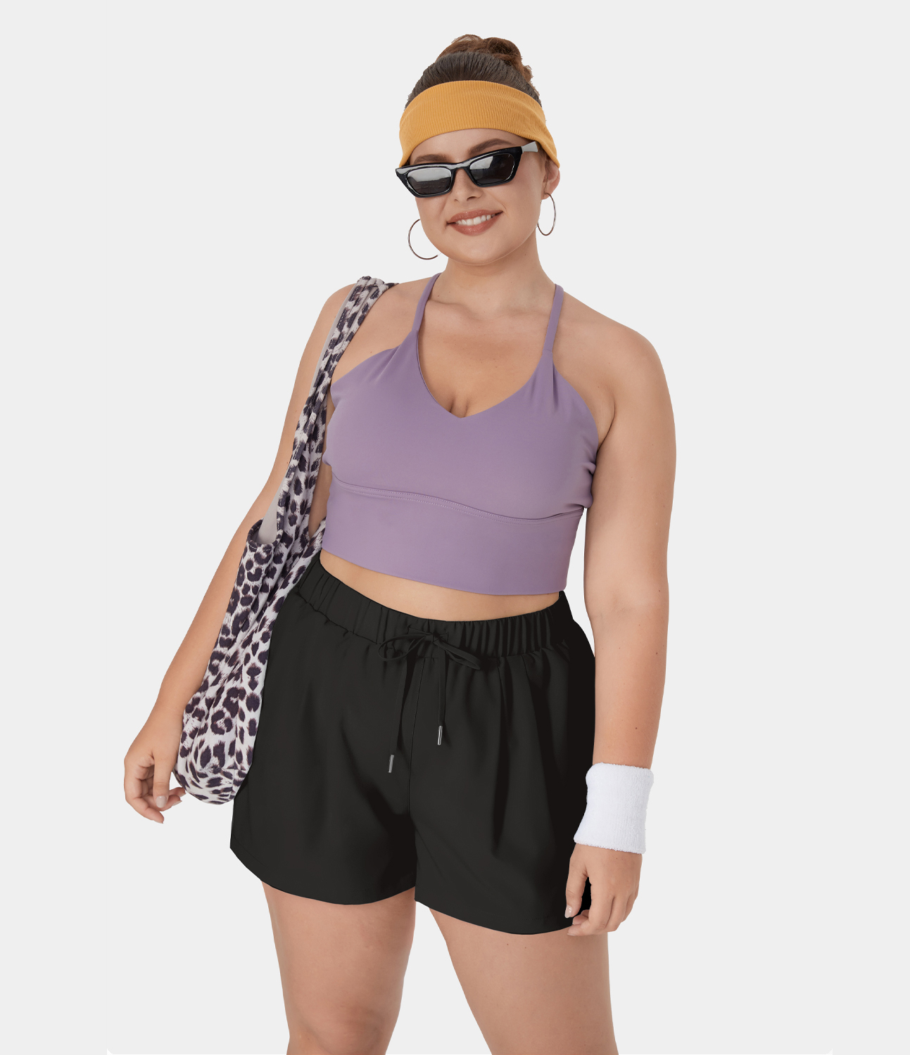 Halara High Waisted Elastic Waistband Drawstring Side Pocket Plus Size Casual Shorts 3