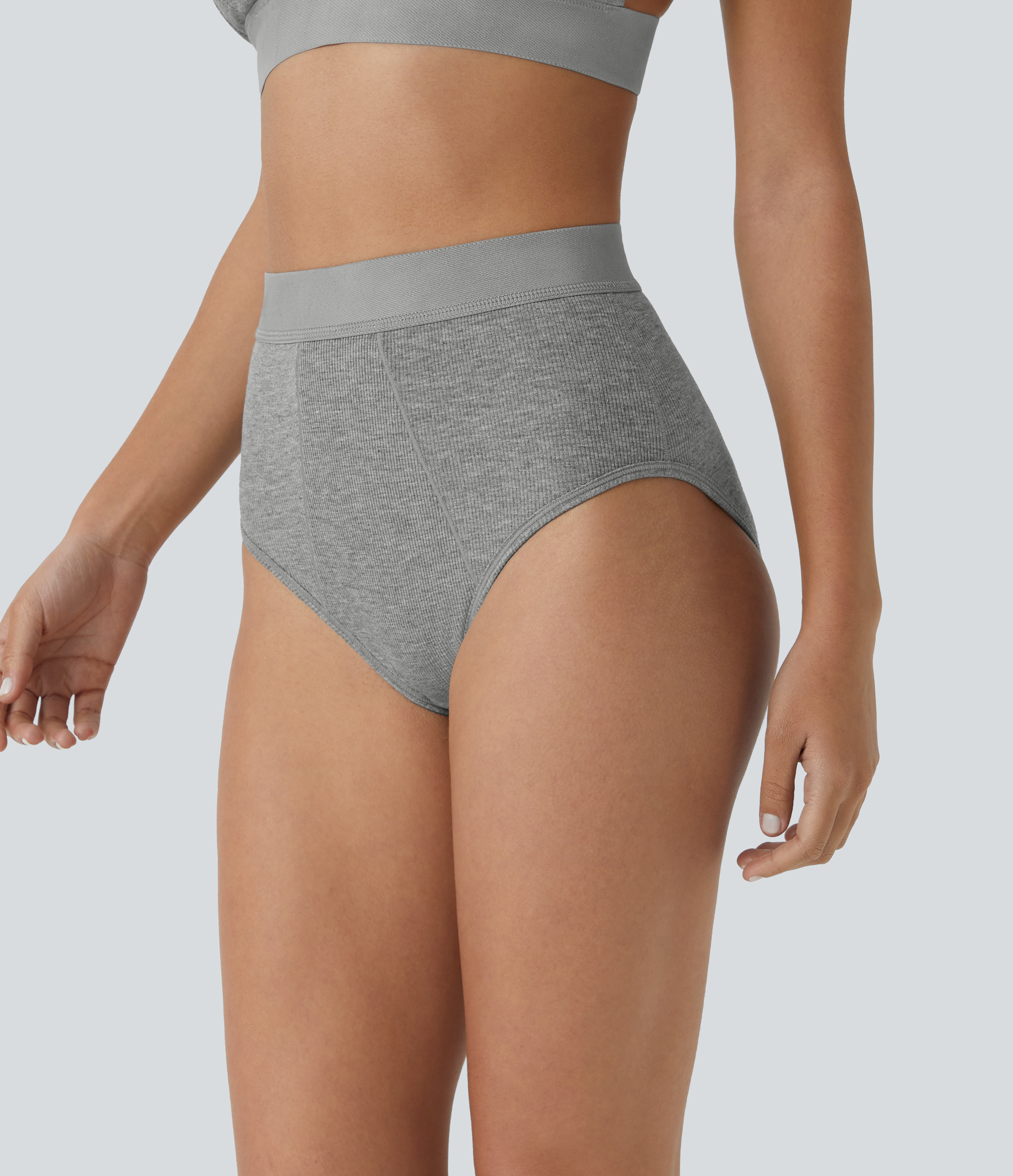 Halara High Stretch Skin Friendly High Waisted Lounge Panties  - Fog Gray - L 