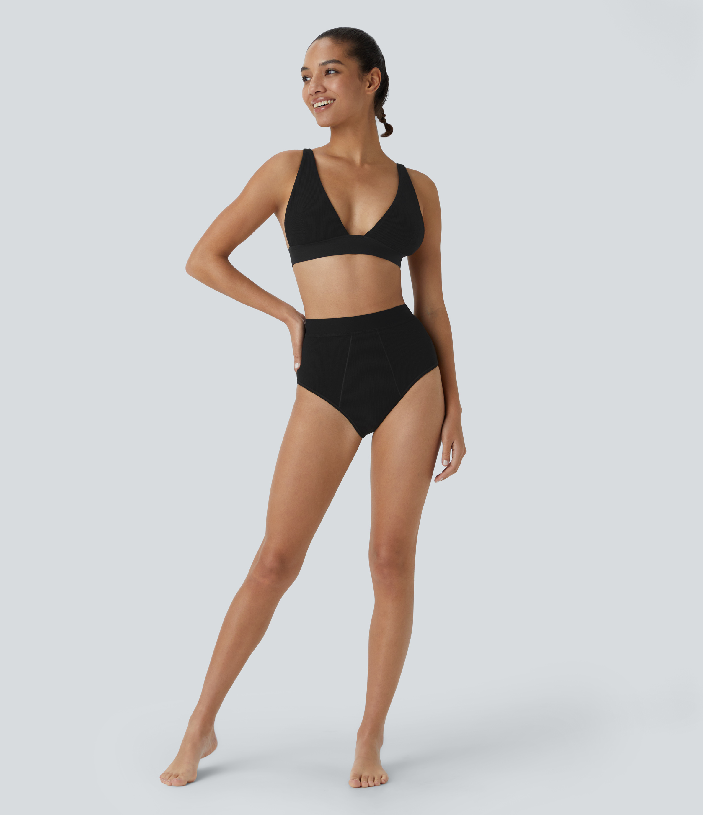 Halara High Stretch Skin Friendly High Waisted Lounge Panties  - Black - S 