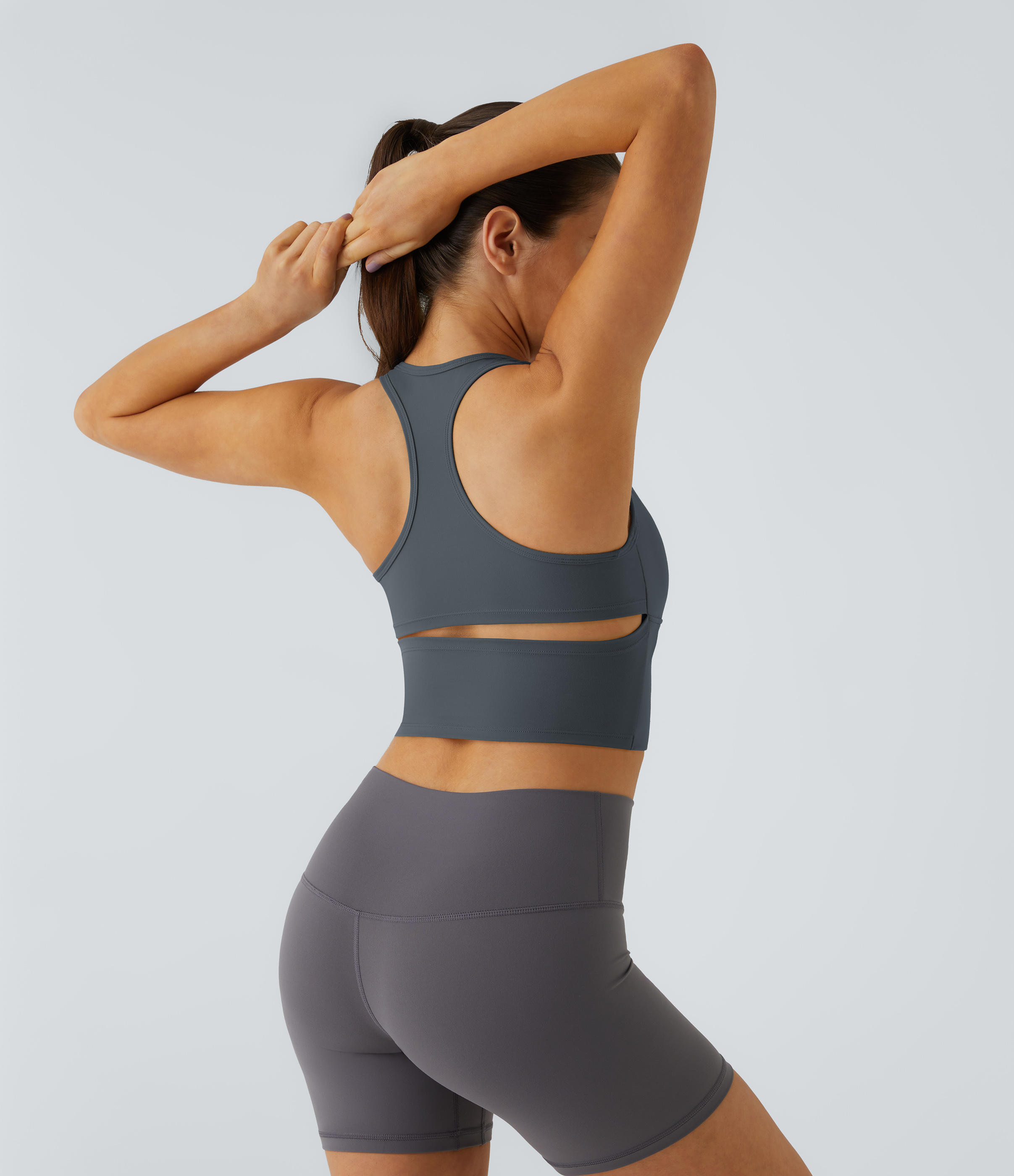 Halara In My Feels Cloudfulв„ў Fabric U Neck Backless Racerback Cut Out Cropped Yoga Tank Top Tank Top - Turbulence - M golf tops halter top 