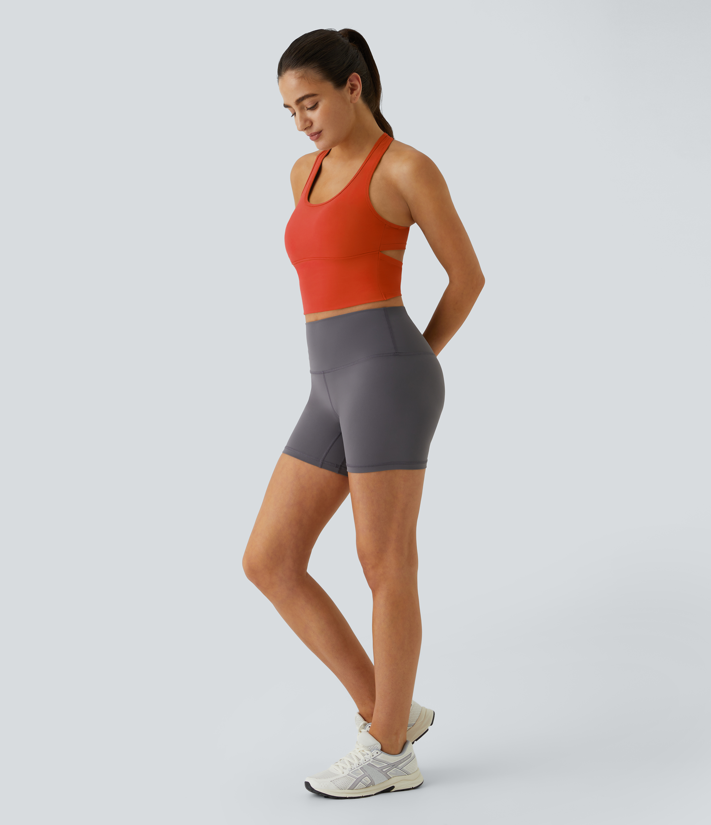 Halara In My Feels Cloudfulв„ў Fabric U Neck Backless Racerback Cut Out Cropped Yoga Tank Top Tank Top - Tigerlily - XL golf tops halter top 