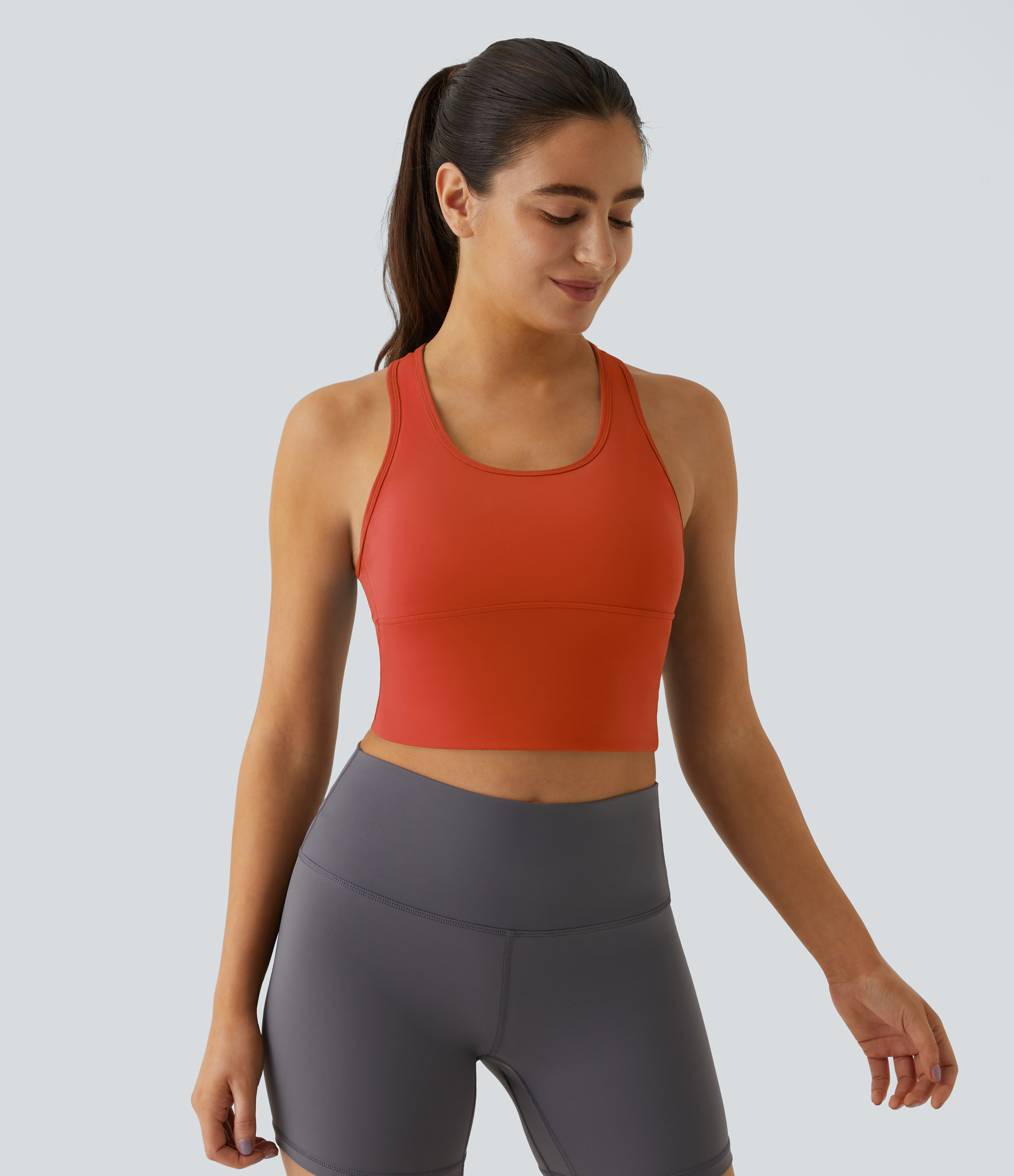 Halara In My Feels Cloudfulв„ў Fabric U Neck Backless Racerback Cut Out Cropped Yoga Tank Top Tank Top - Tigerlily - XL golf tops halter top 