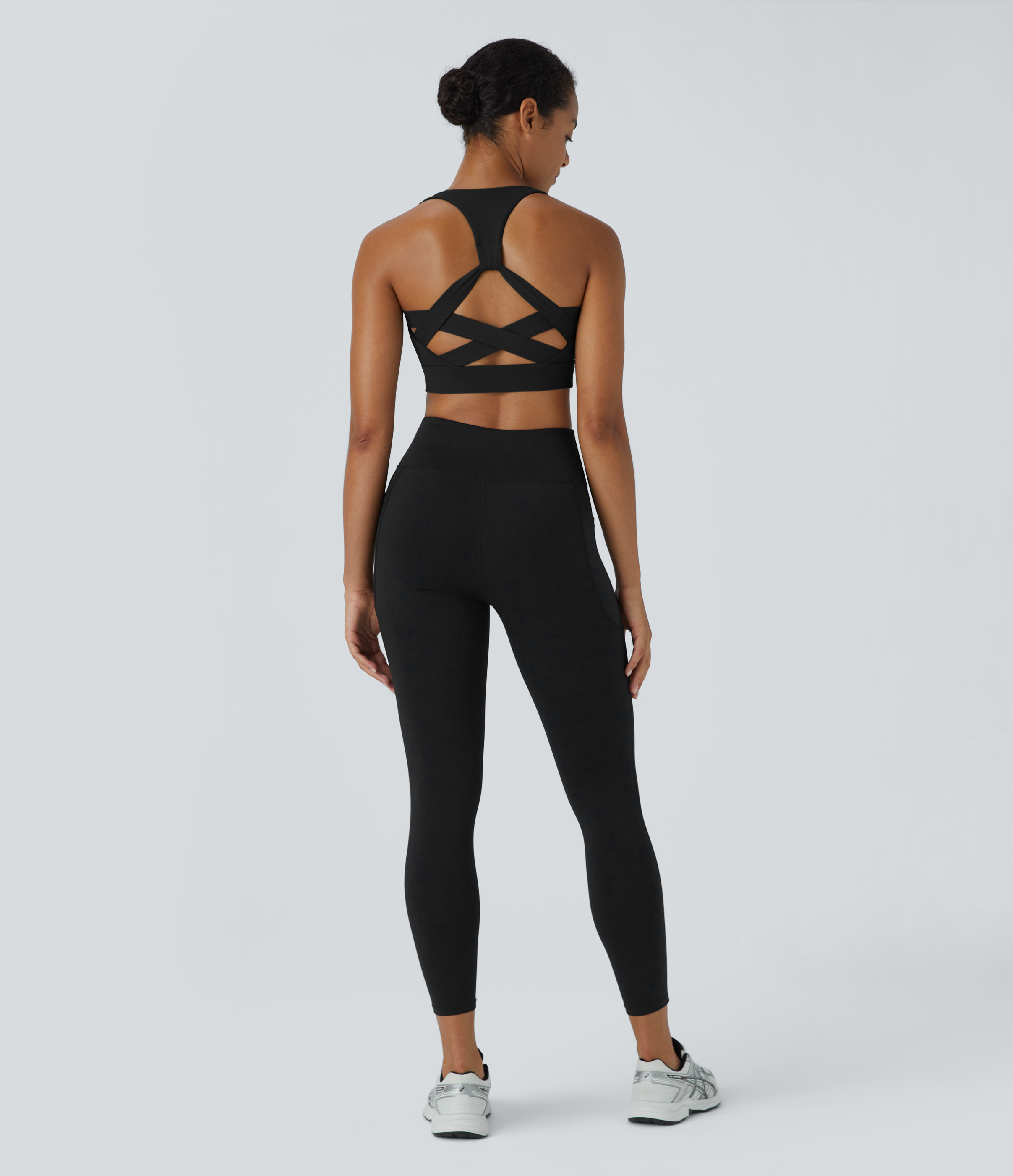 Halara Low Support Backless Racerback Crisscross Yoga Sports Bra  - Black - XS push up bra strapless bra backless bra sticky bra wireless bra 