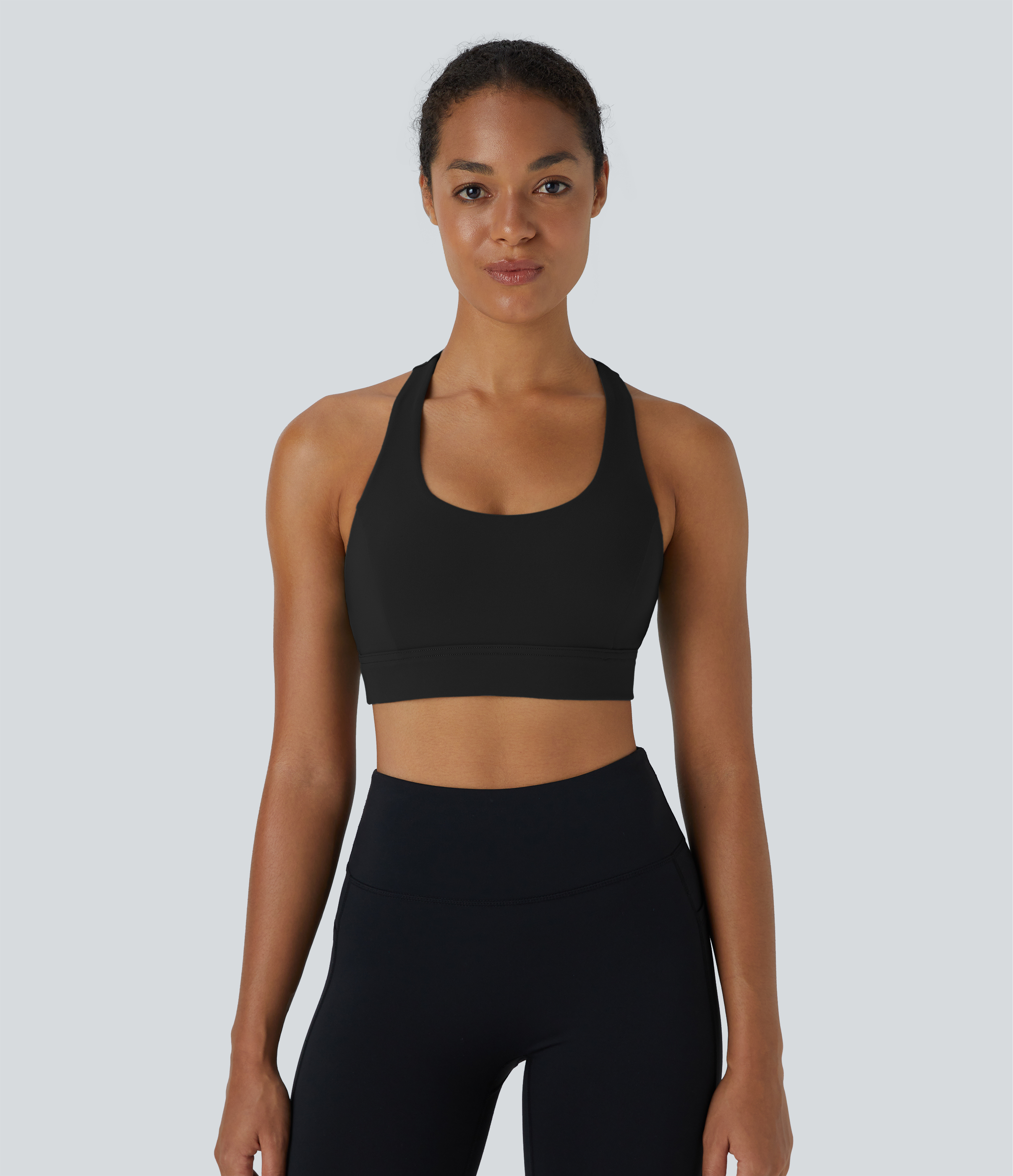 Halara Low Support Backless Racerback Crisscross Yoga Sports Bra  - Black - XS push up bra strapless bra backless bra sticky bra wireless bra 