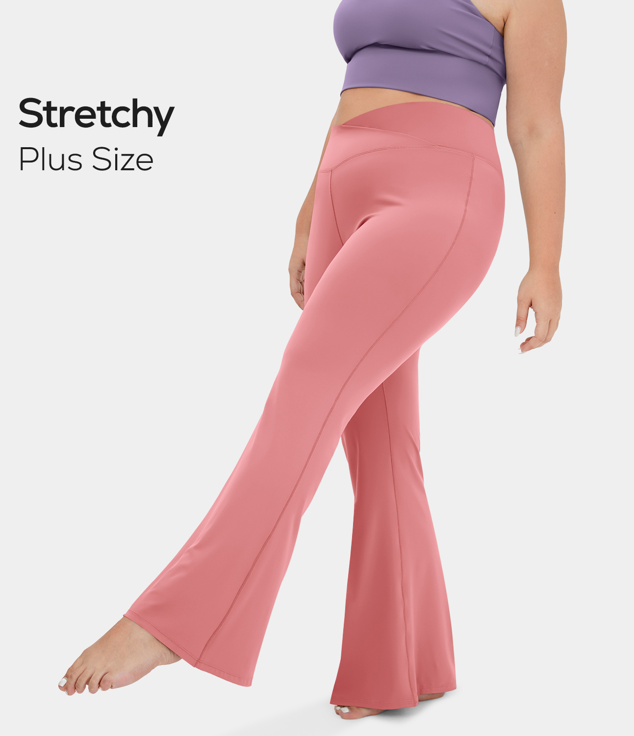 Women’s Crossover High Waisted Back Pocket Plus Size Super Flare