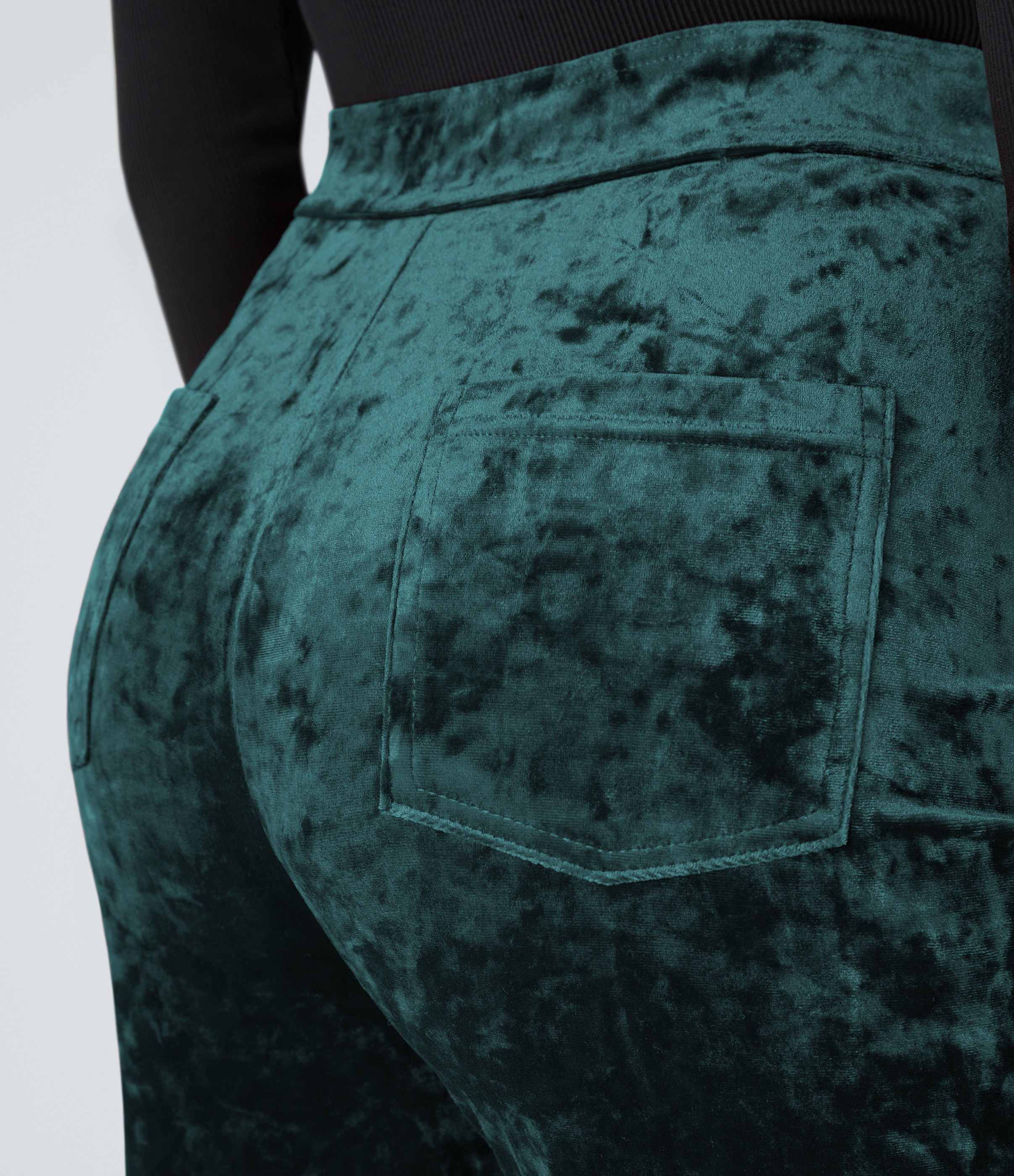 Halara High Waisted Button Multiple Pockets Straight Leg Velvet Casual Pants  - Bistro Green - M(regular) sweatpants jogger pants 