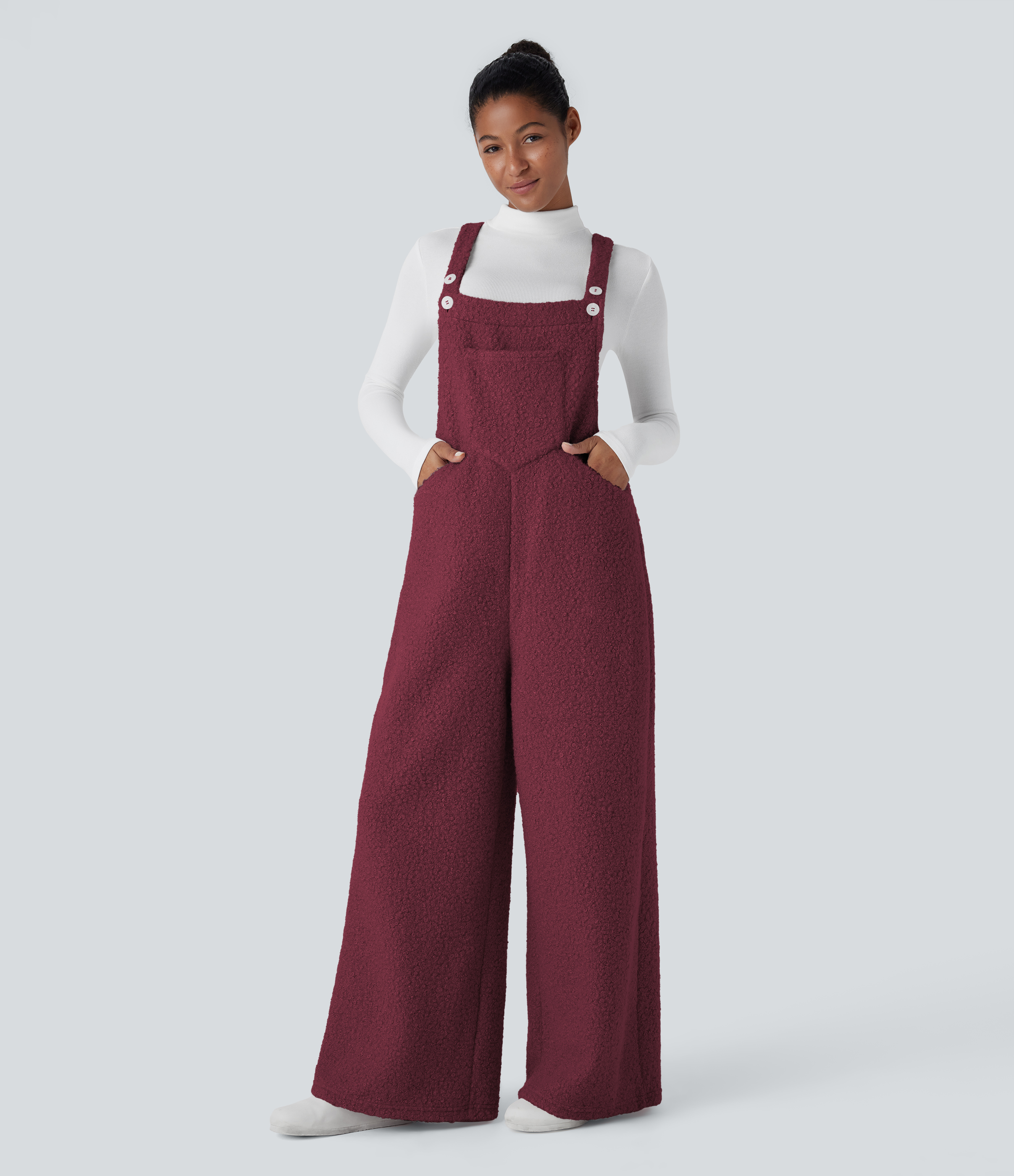 Pockets Casual Teddy Overalls