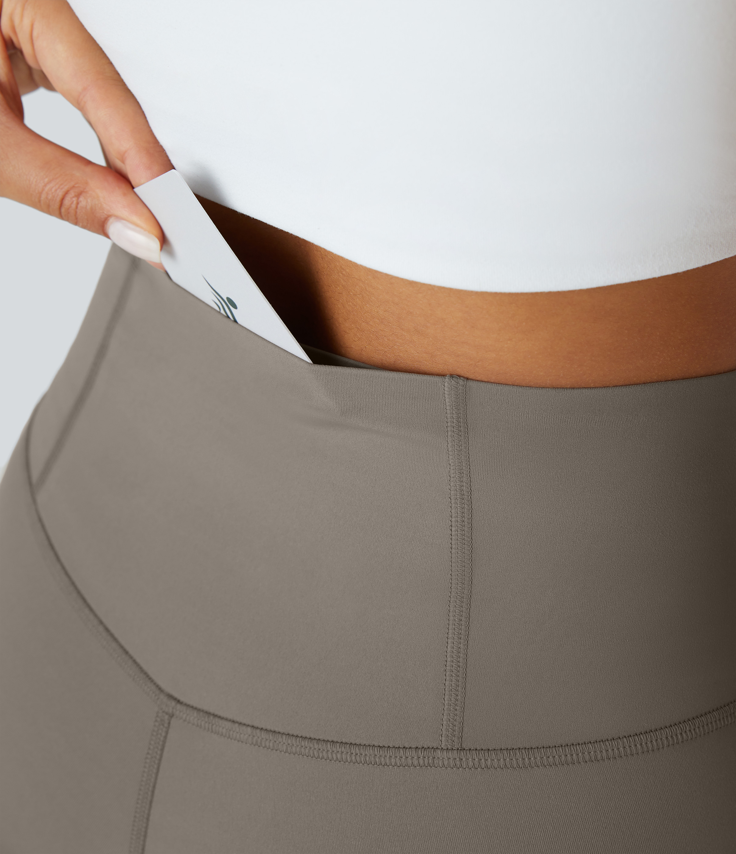 Halara High Waisted Back Waistband Pocket 7/8 Yoga Leggings  - Brindle - XS gym leggings leggings with pockets leggings with butt lift 