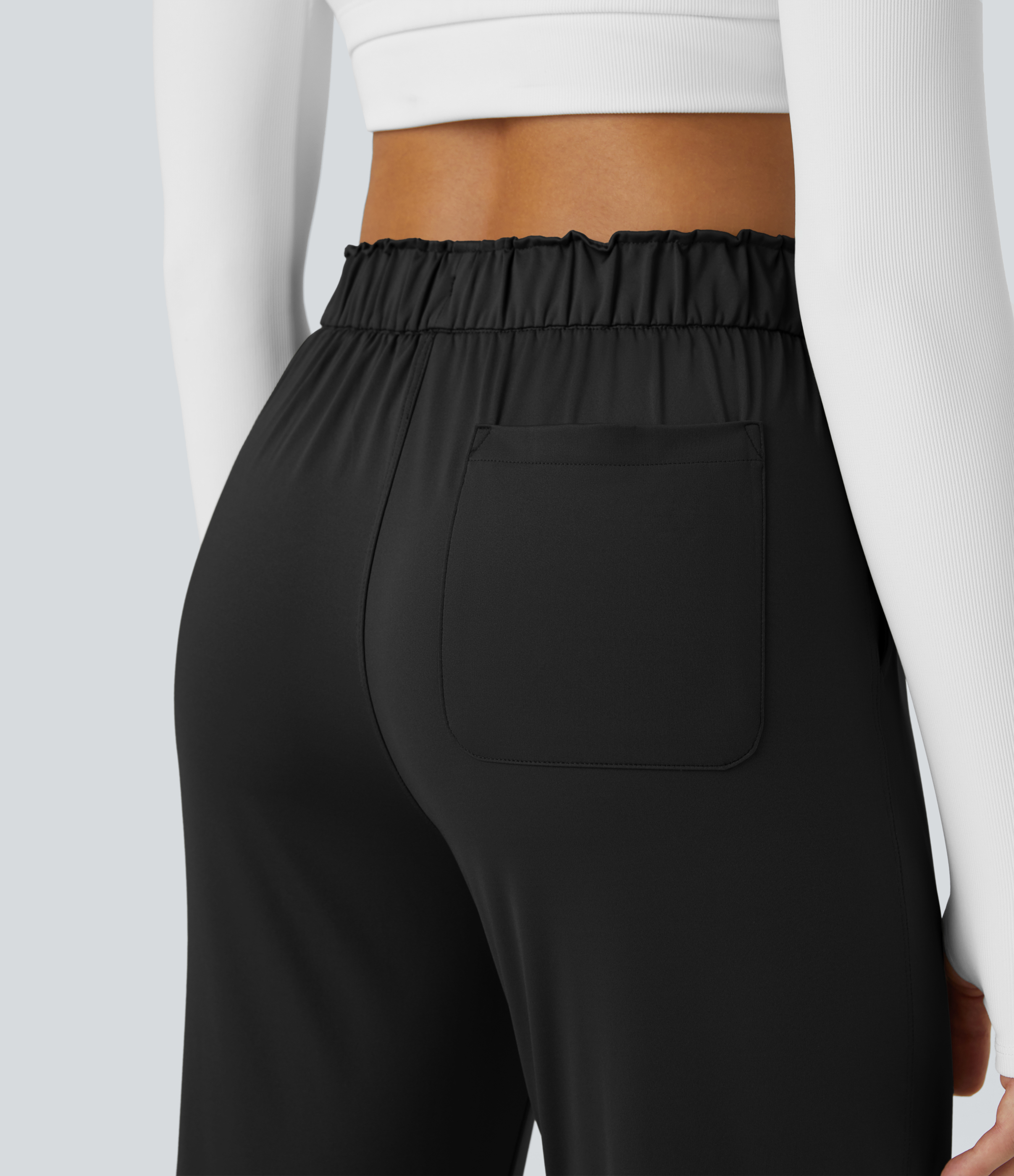 Halara Mid Rise Drawstring Side Pocket Yoga Joggers  - Black - L 