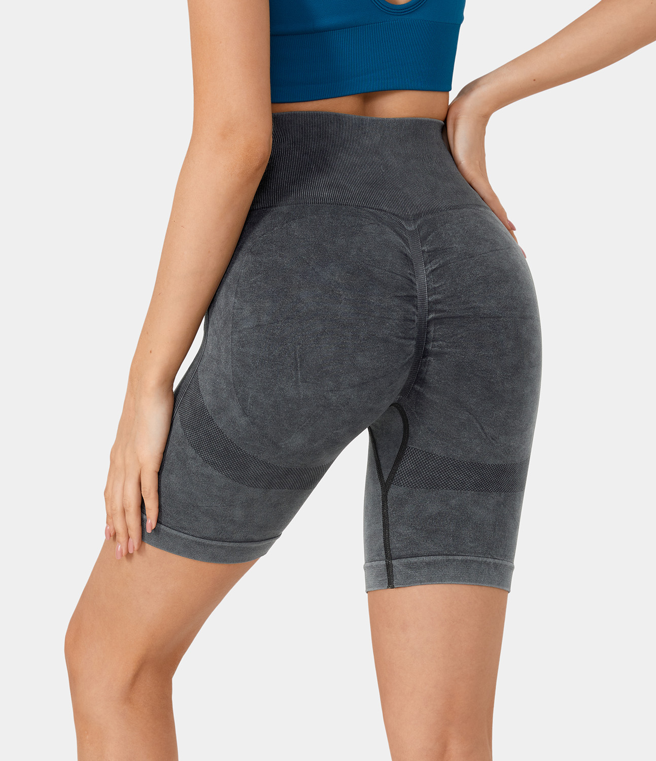 Halara Seamless Flow High Waisted Ruched Workout Biker Shorts 6