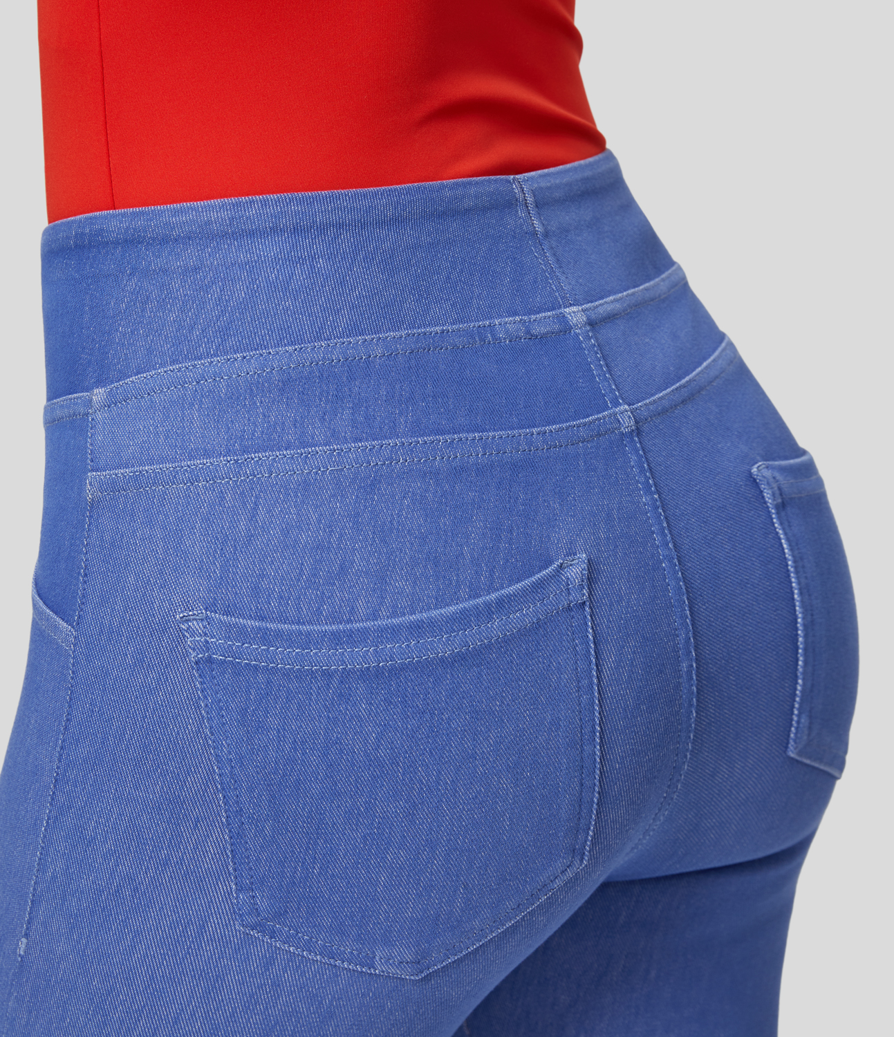 Halara HalaraMagicв„ў High Waisted Back Side Pocket Stretchy Knit Casual Jeans  - Glass Blue - XS(regular) 