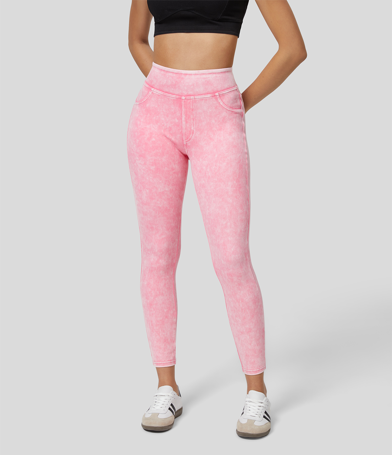 Halara HalaraMagicв„ў Jeans High Waisted Back Side Pocket Stretchy Knit Denim Casual Jeans  - Almond Blossom - M(regular) 